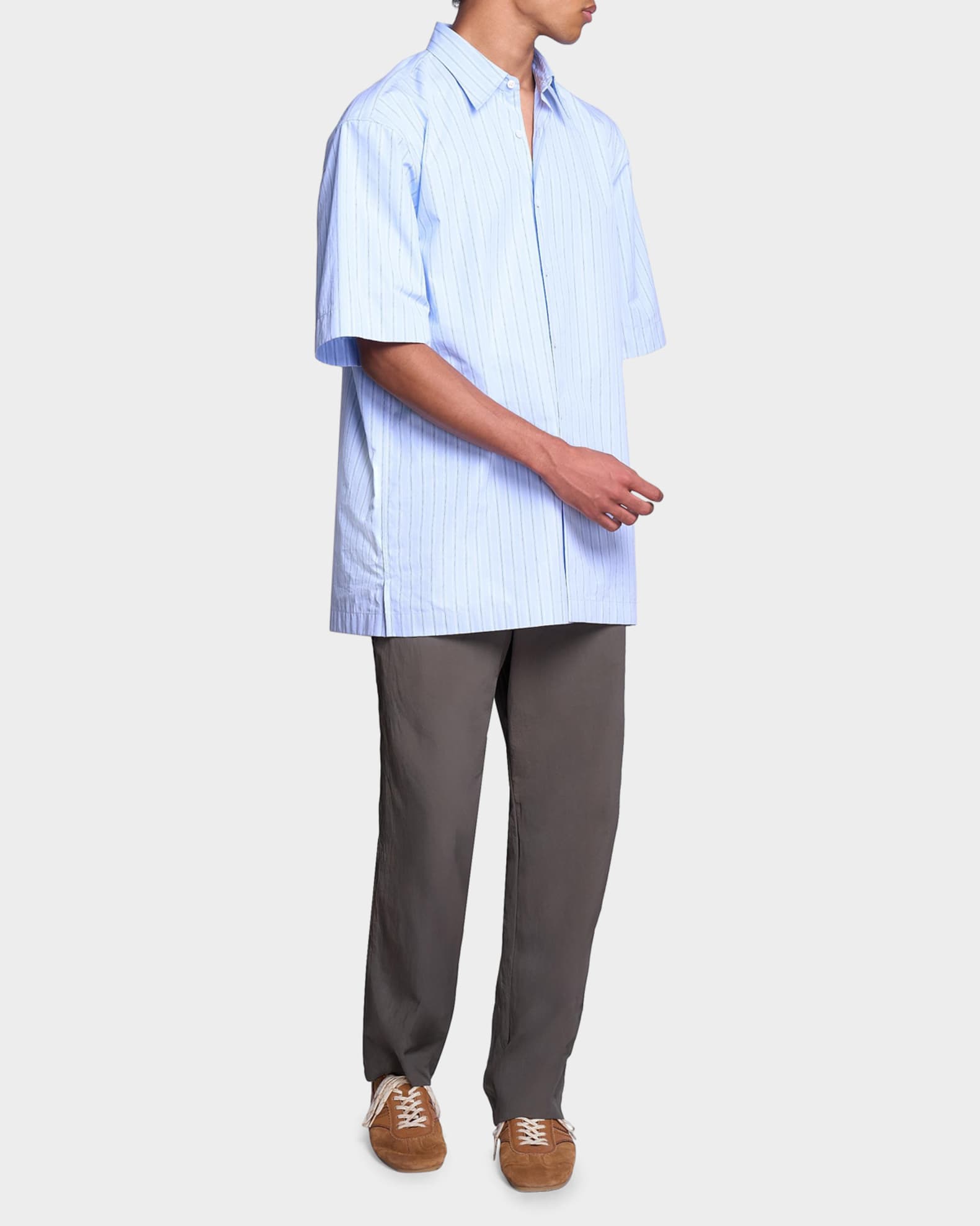 Dries Van Noten Men's Cassidy Striped Cotton Short-Sleeve Shirt