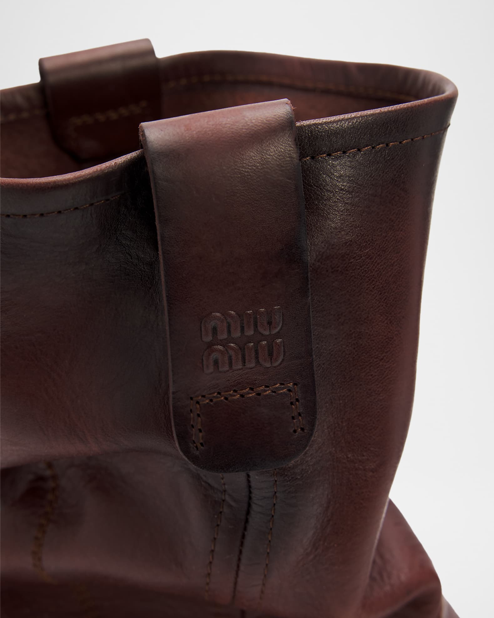 Miu Miu Foule Leather Mid-Calf Boots | Neiman Marcus