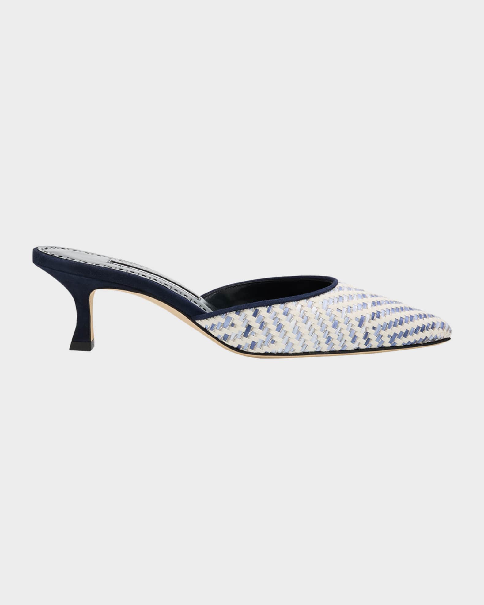 アパルトモン　MANOLO BLAHNIK CAROLYEN MULE Manolo Blahnik Carolyne Metallic Woven Kitten-Heel Mules | Neiman