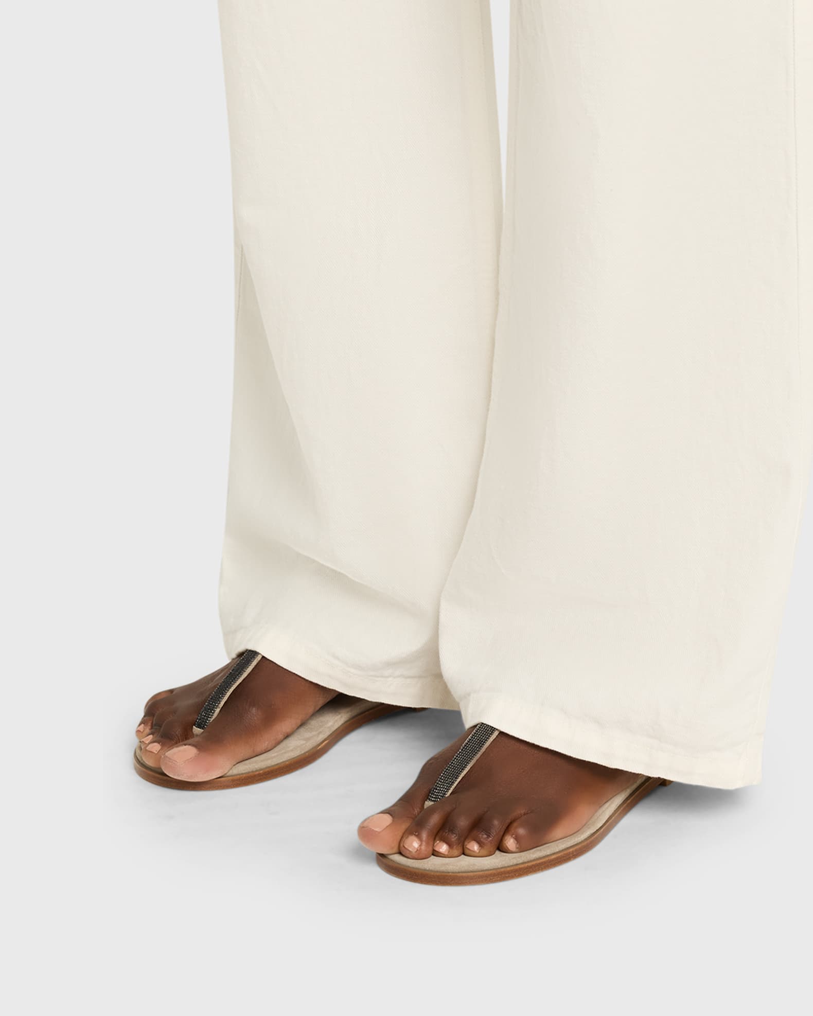 Brunello Cucinelli Suede Monili Sandals | Neiman Marcus