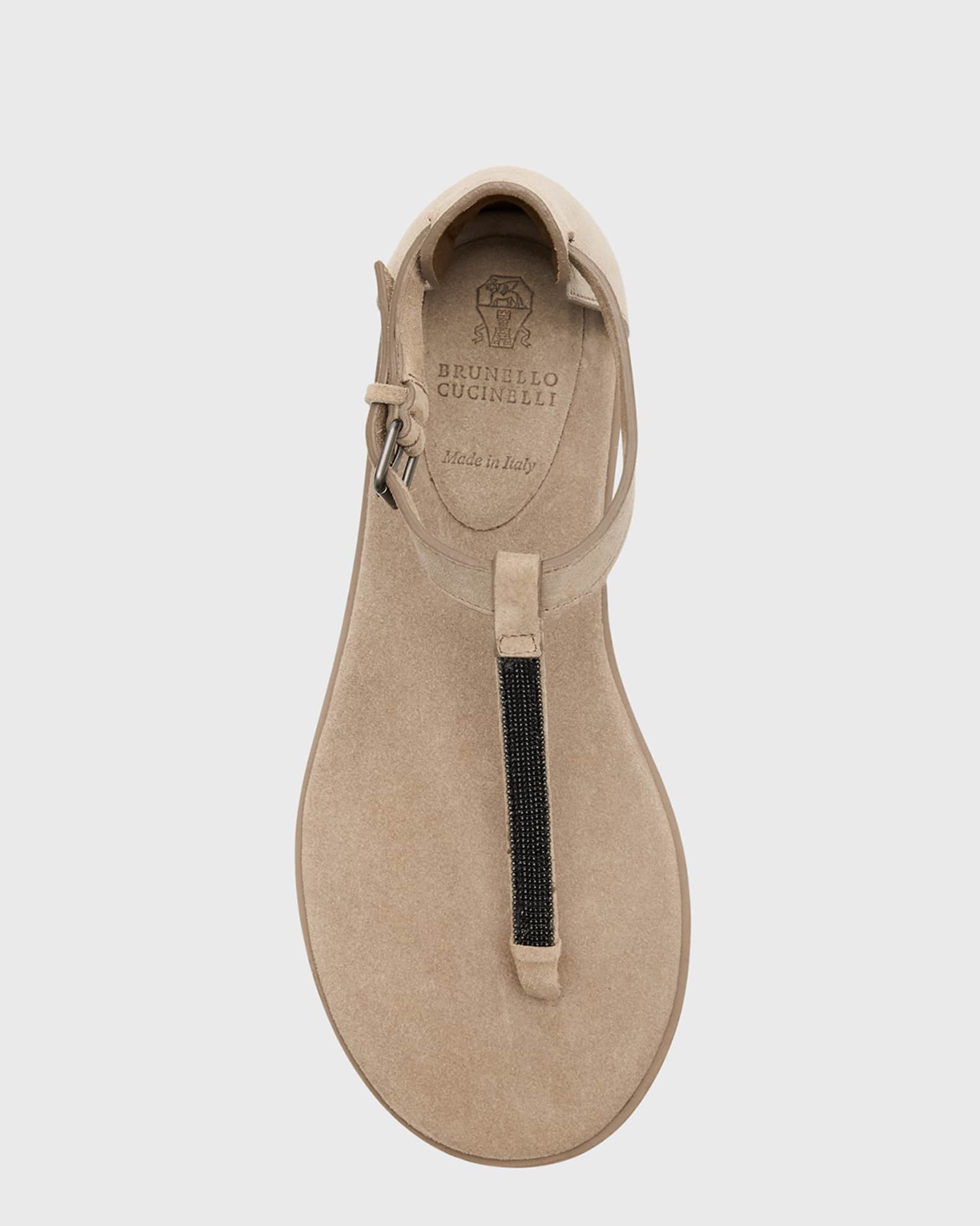 Brunello Cucinelli Suede Monili Sandals | Neiman Marcus