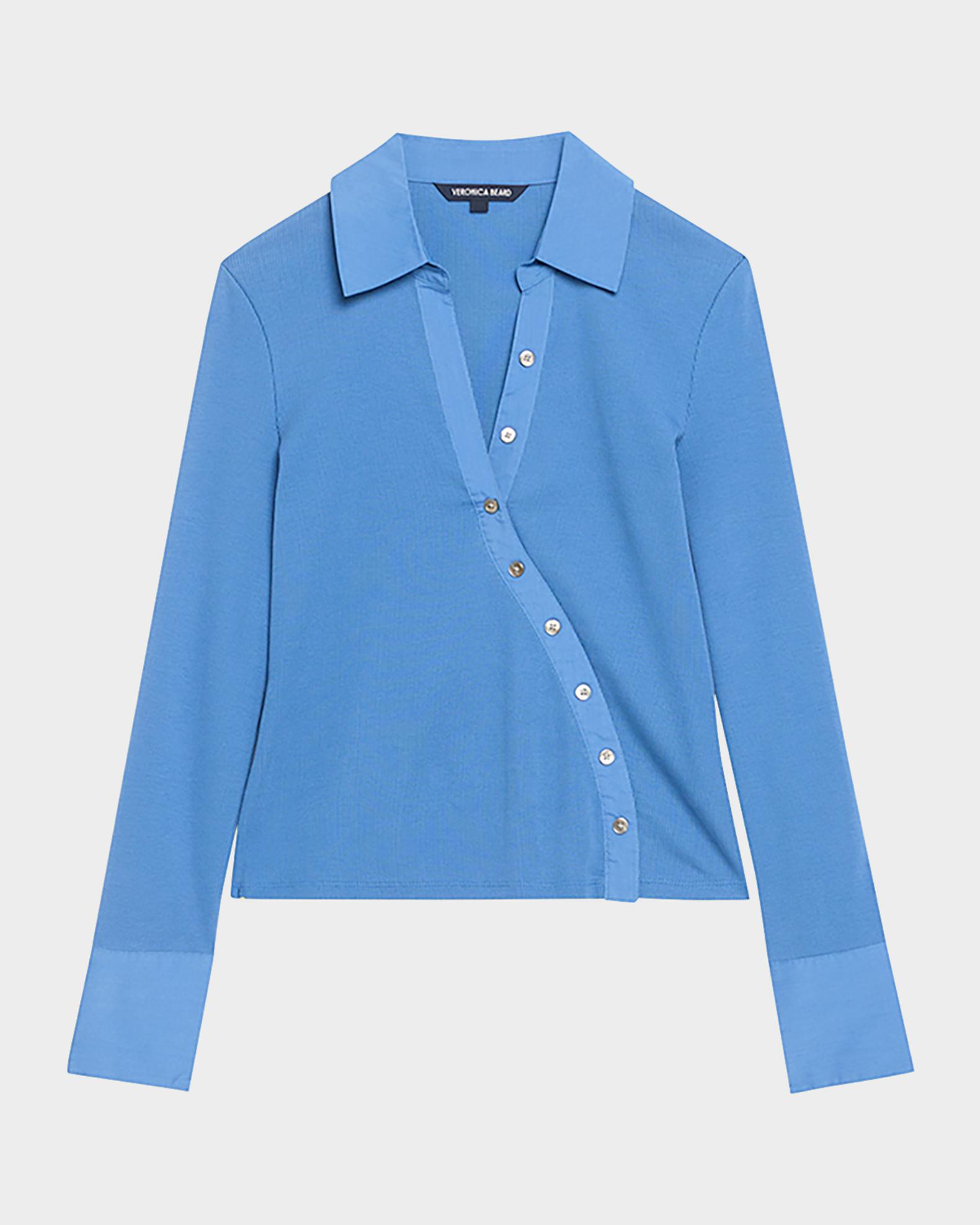 Brenner Long-Sleeve Asymmetric Button Top | Neiman Marcus