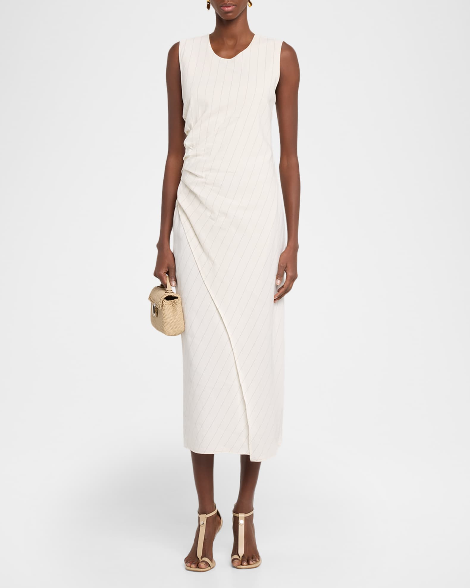 A.L.C. Caroline Pinstripe Linen-Blend Tank Dress | Neiman Marcus