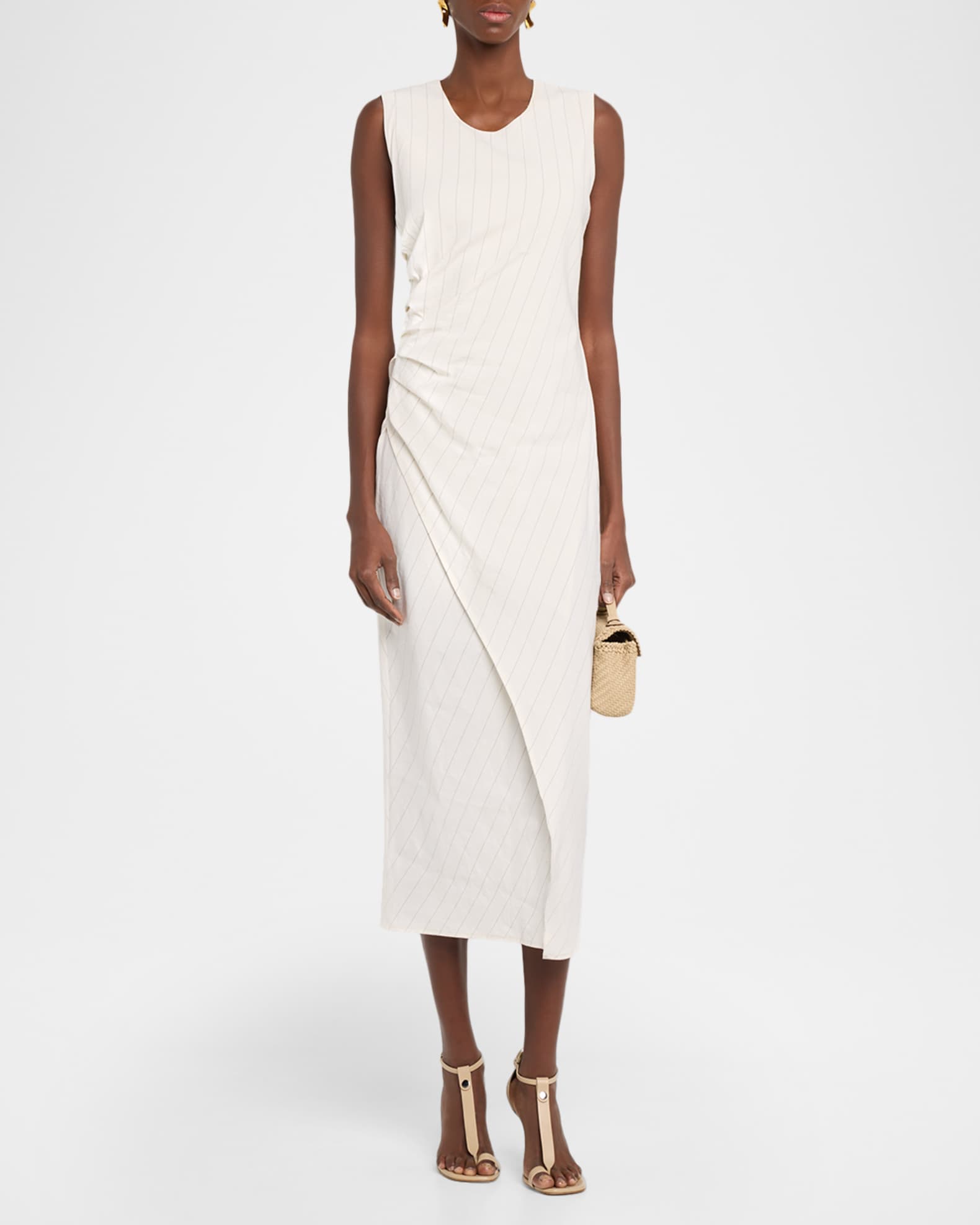 A.L.C. Caroline Pinstripe Linen-Blend Tank Dress | Neiman Marcus
