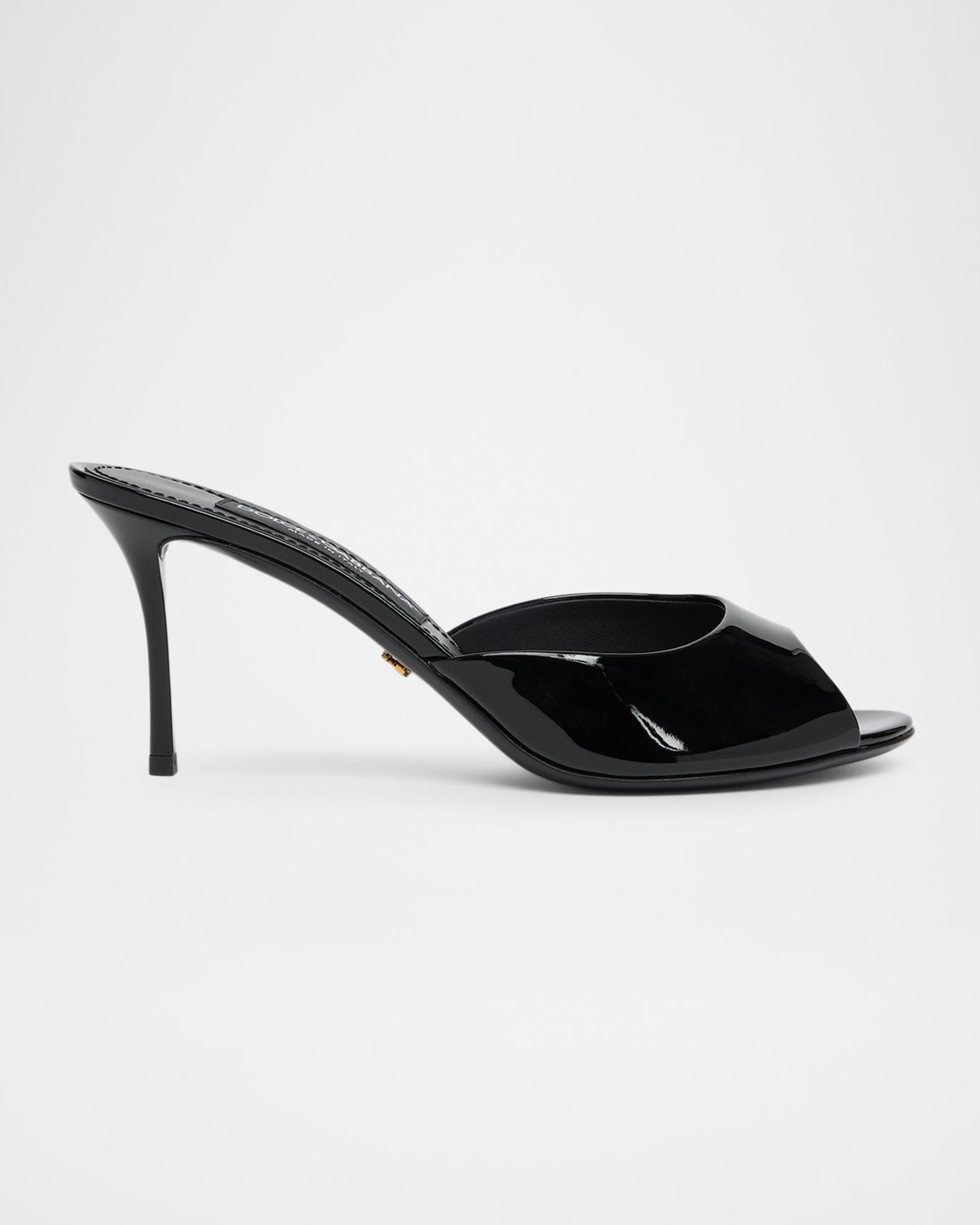 Dolce&Gabbana 75mm Vernice Patent Leather Mule Sandals | Neiman Marcus