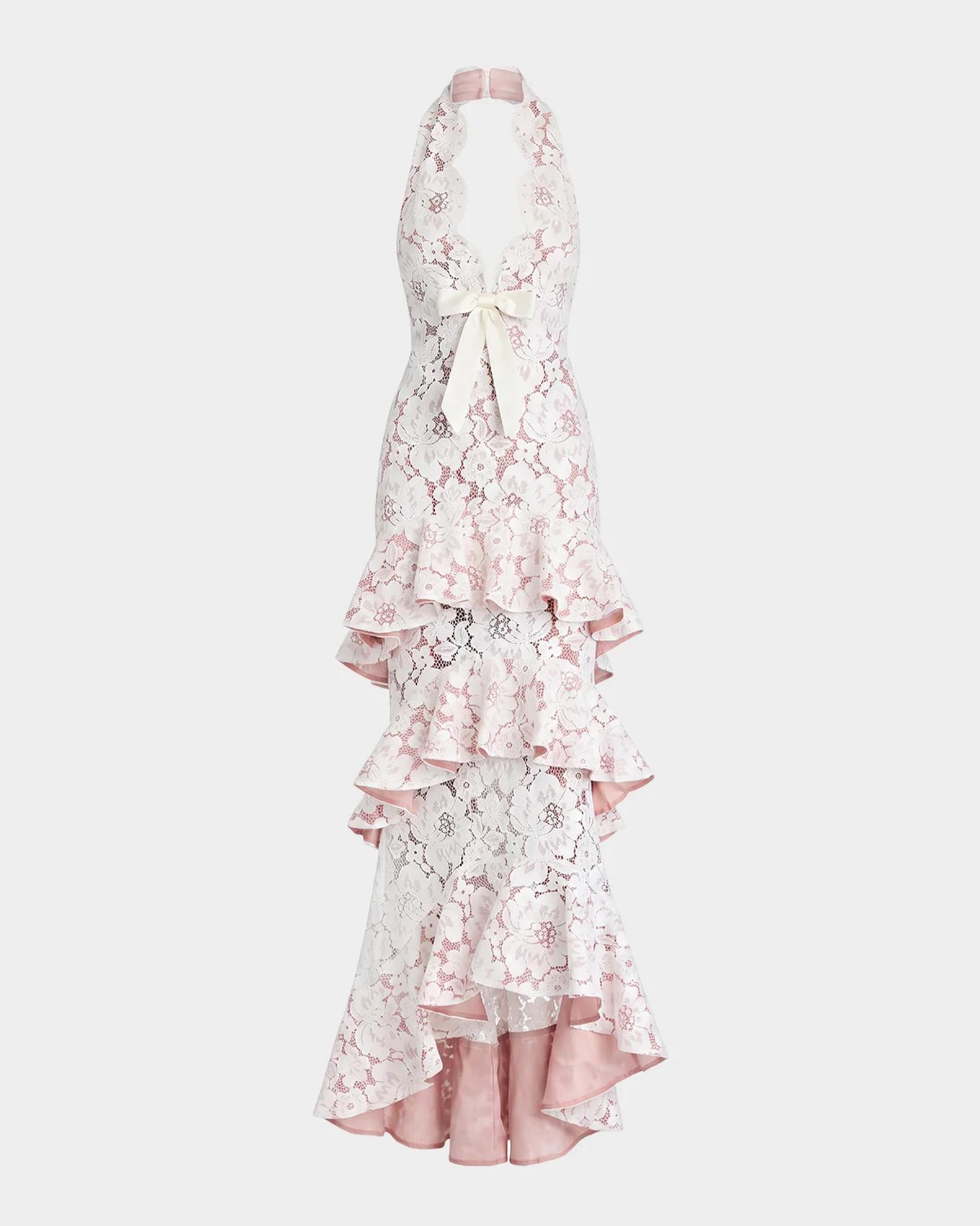 retrofete lace trim halter dress Retrofête Senara Fabric:Sequin