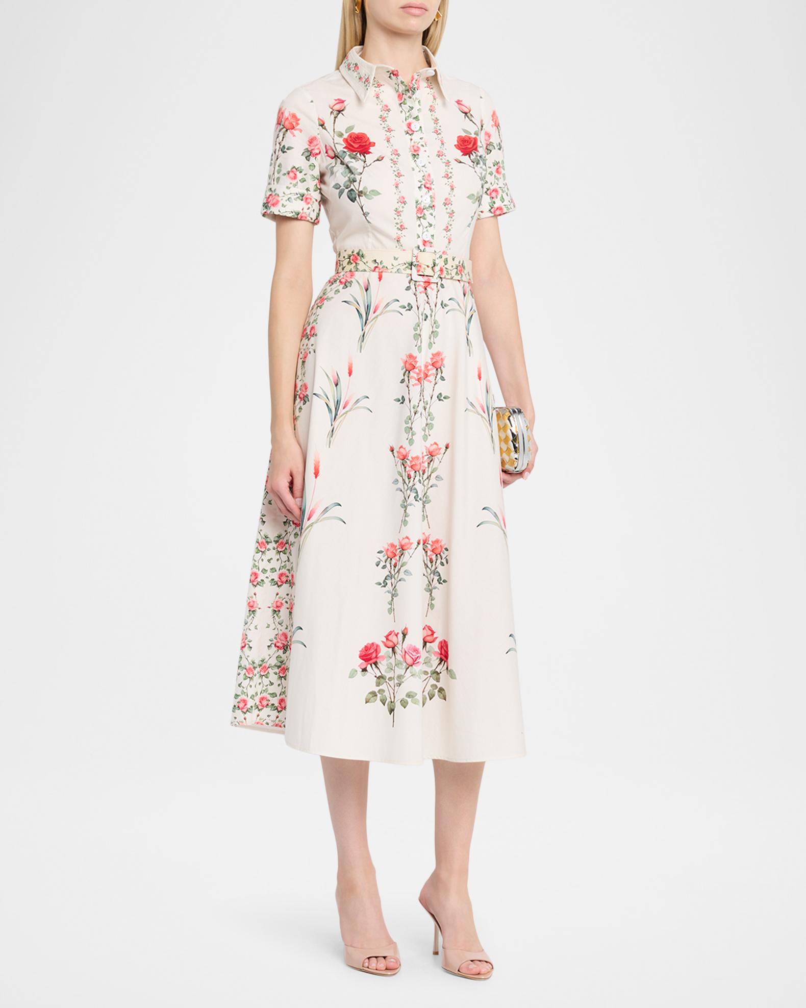 rose print shirt dress Mimisol Navy Rose Print Pleated Shirt Dress