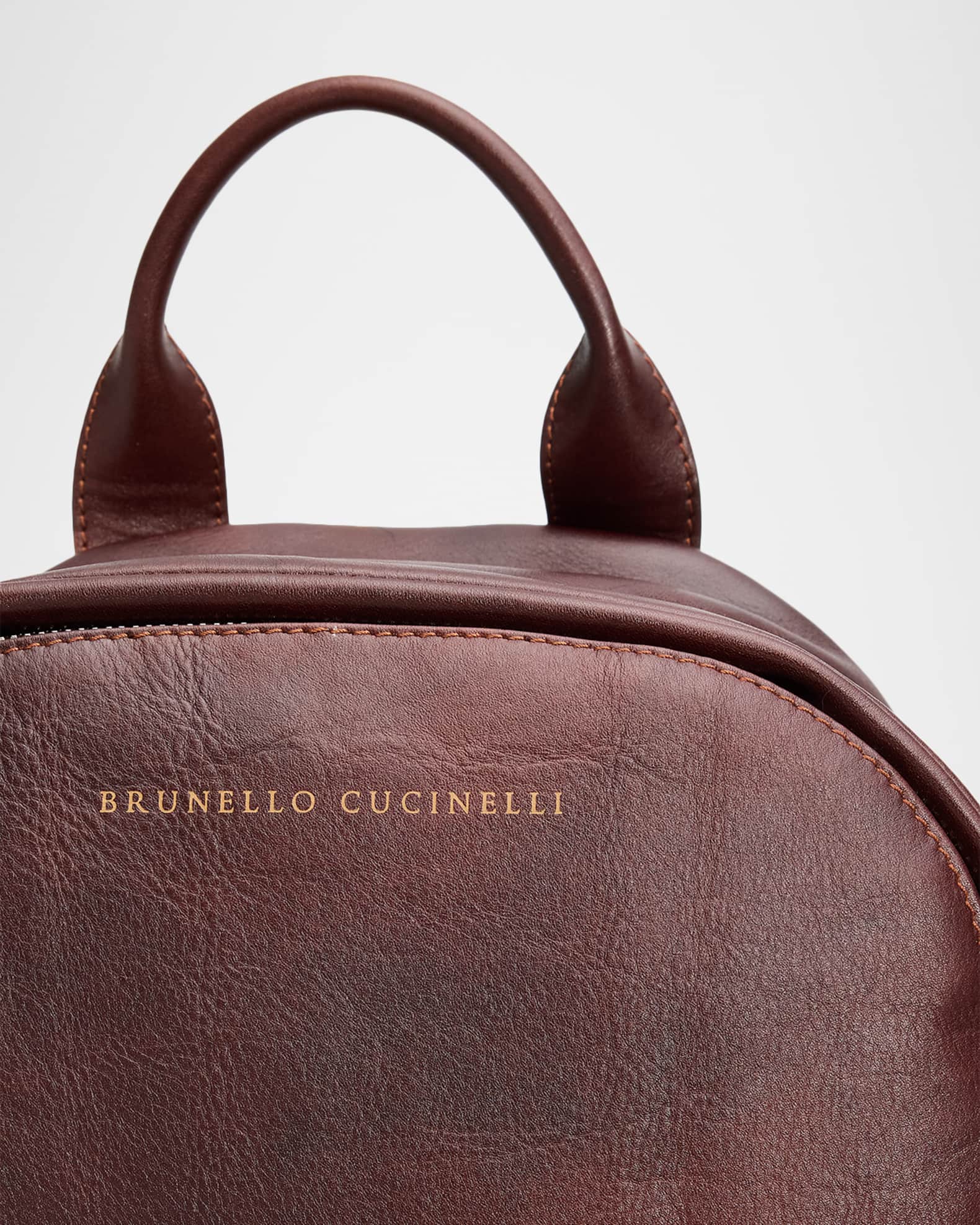 Brunello Cucinelli Men's Grained Leather Backpack | Neiman Marcus