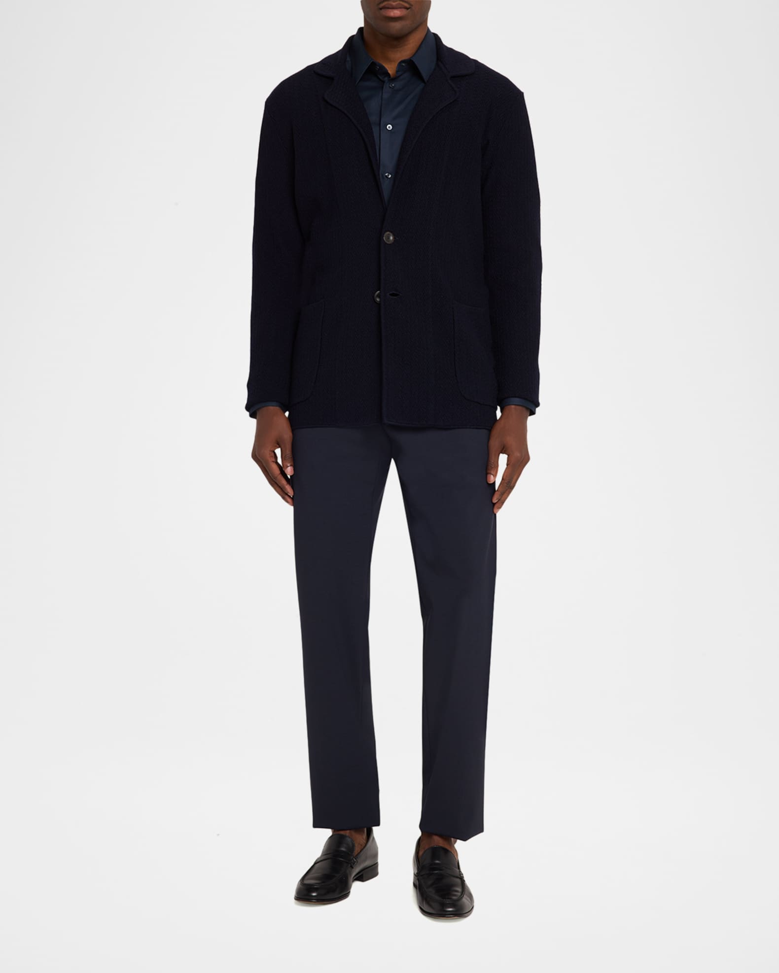 Giorgio Armani Men's Chevron Stitch Cotton Knit Blazer | Neiman Marcus