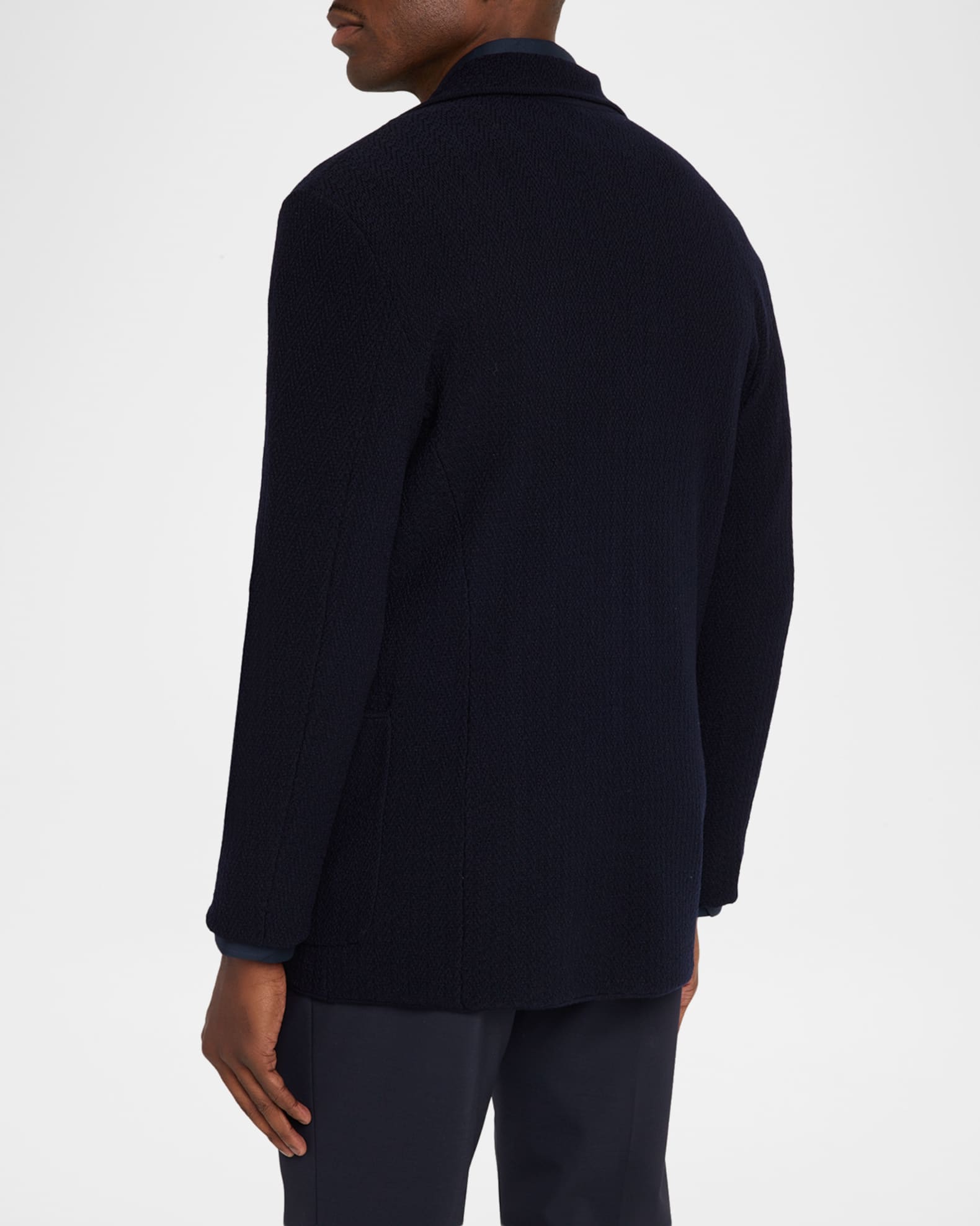 Giorgio Armani Men's Chevron Stitch Cotton Knit Blazer | Neiman Marcus