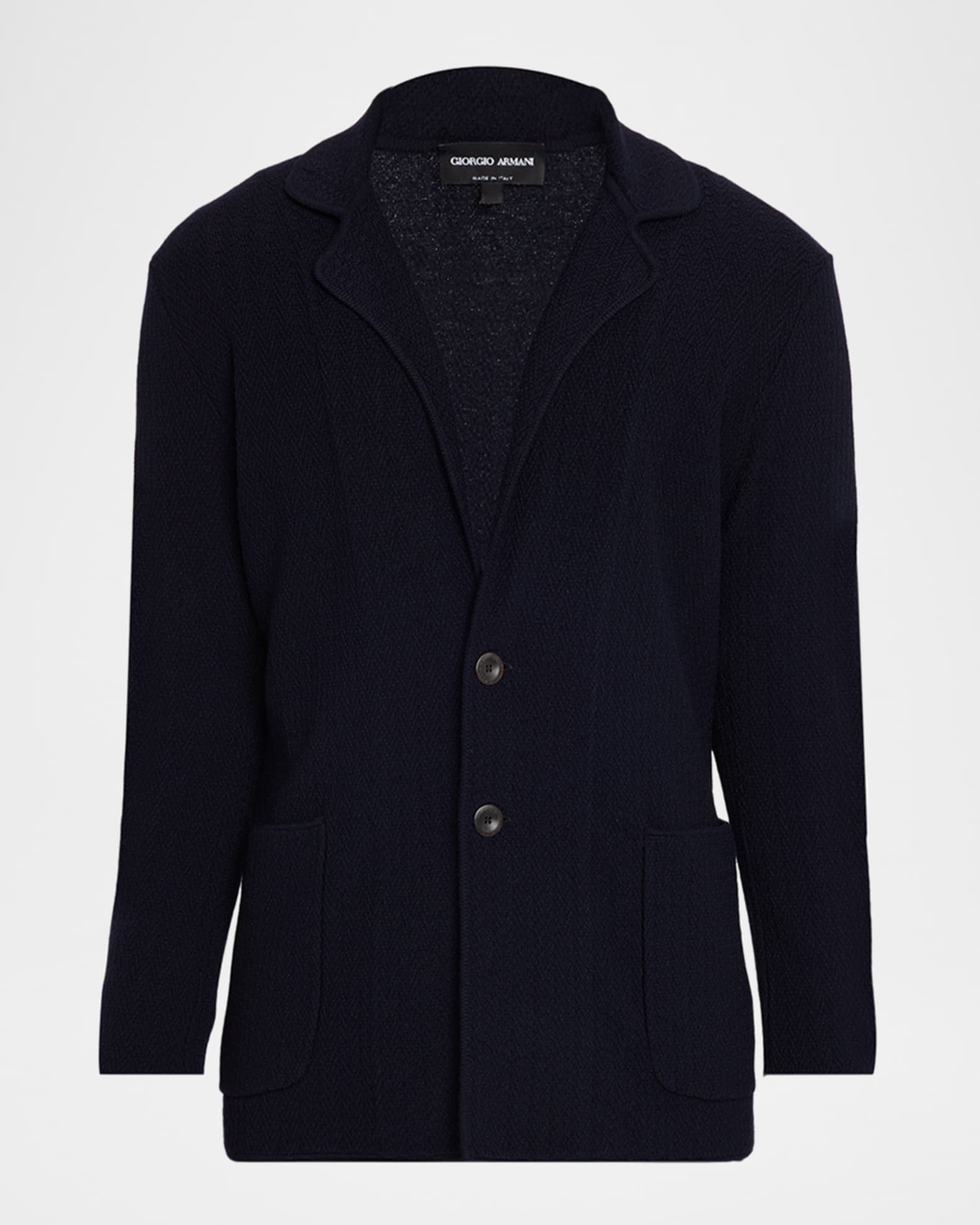 GIORGIO ARMANI　【ky】 Giorgio Armani Men's Chevron Stitch Cotton Knit Blazer | Neiman Marcus