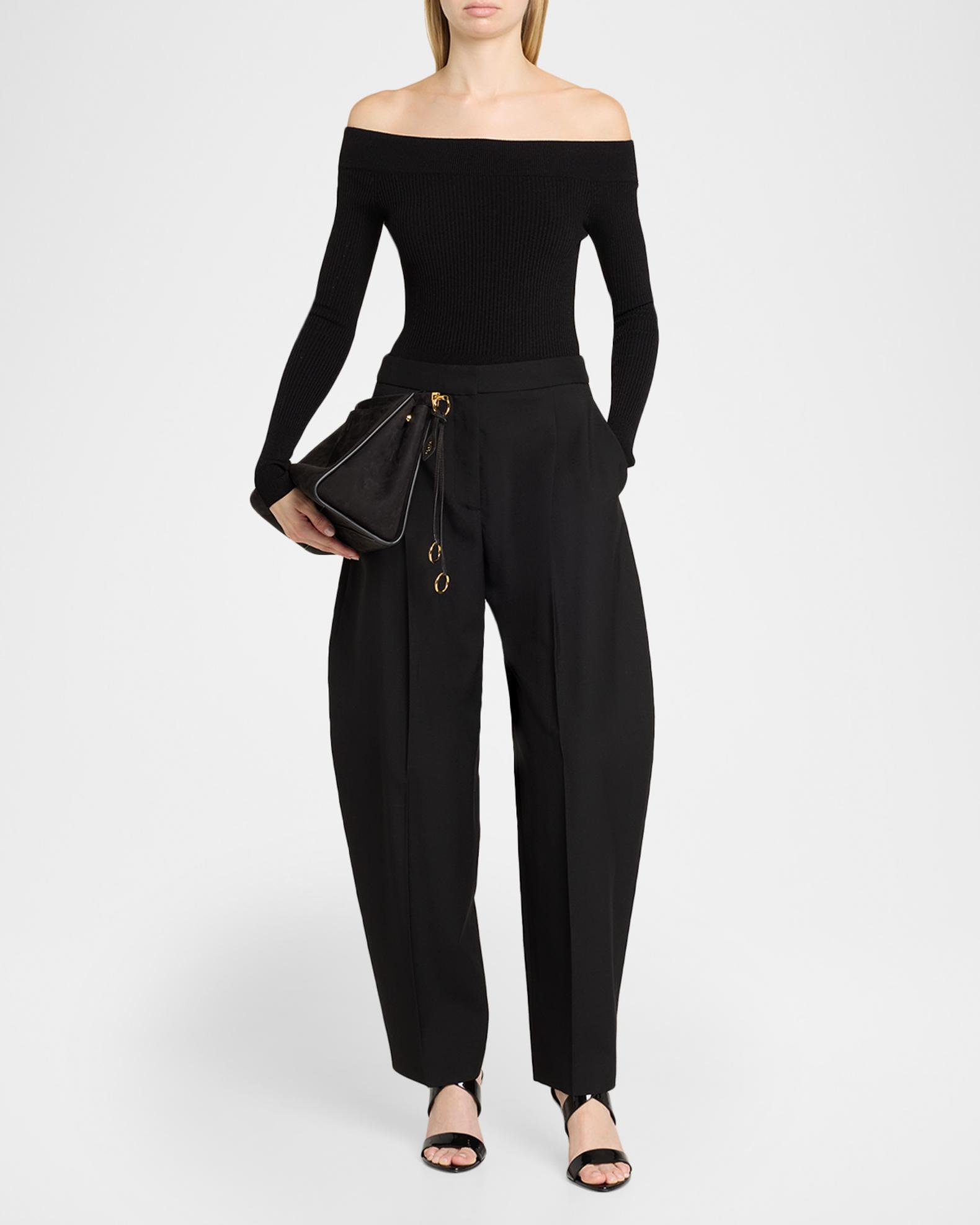 ALAÏA Le Click Large East-West Suede Shoulder Bag | Neiman Marcus