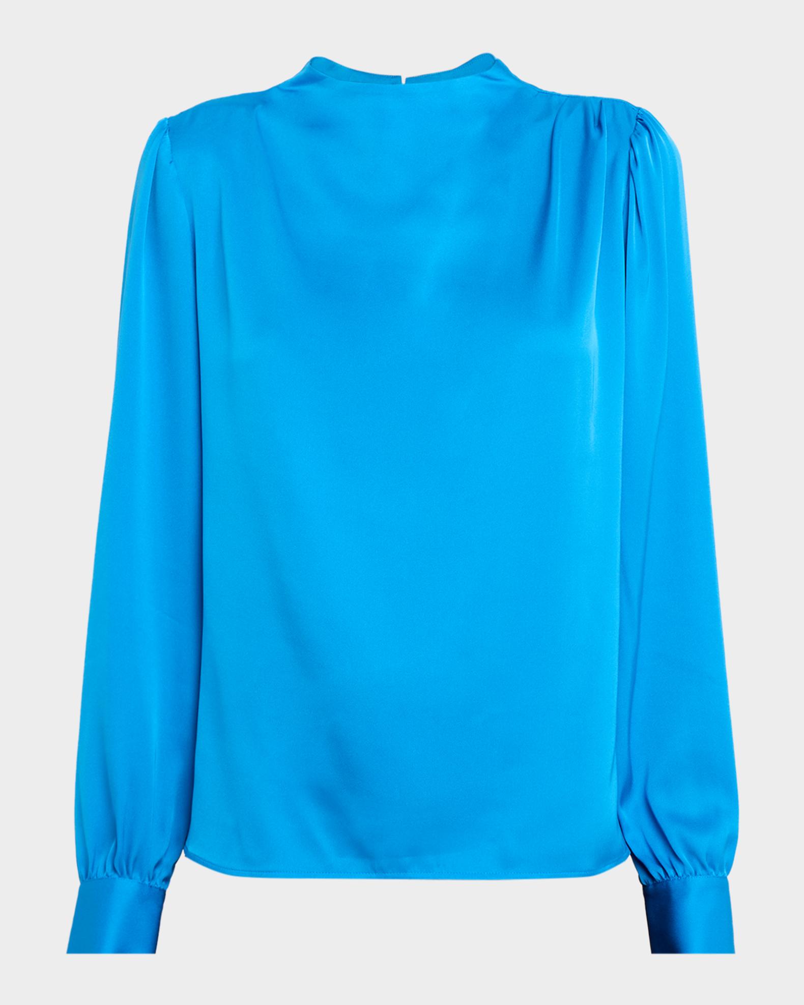 Elie Tahari Tien Floral Silk Mock-Turtleneck Blouse | Neiman Marcus