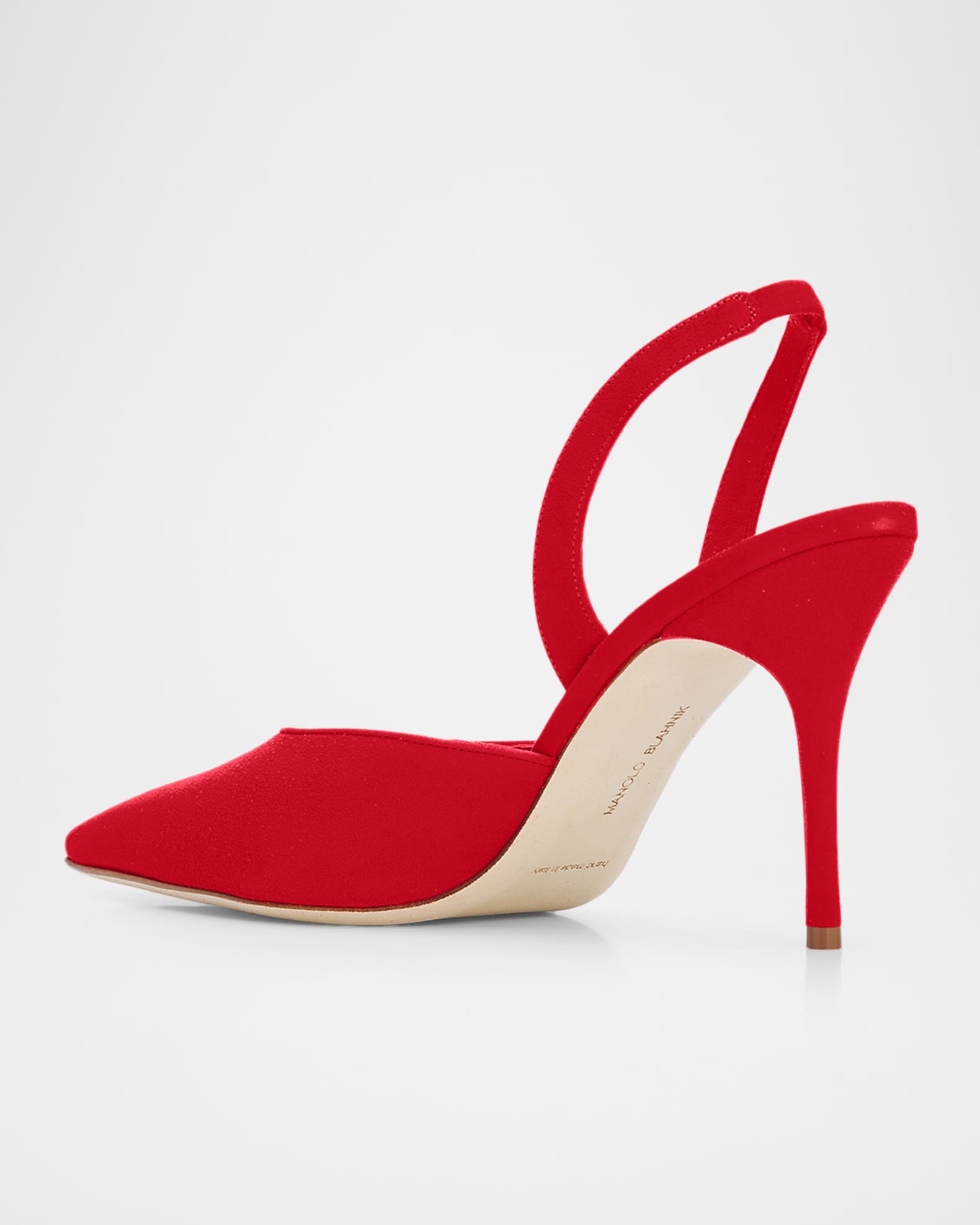 Manolo Blahnik 90mm Borelapla Suede Slingback Pumps | Neiman Marcus