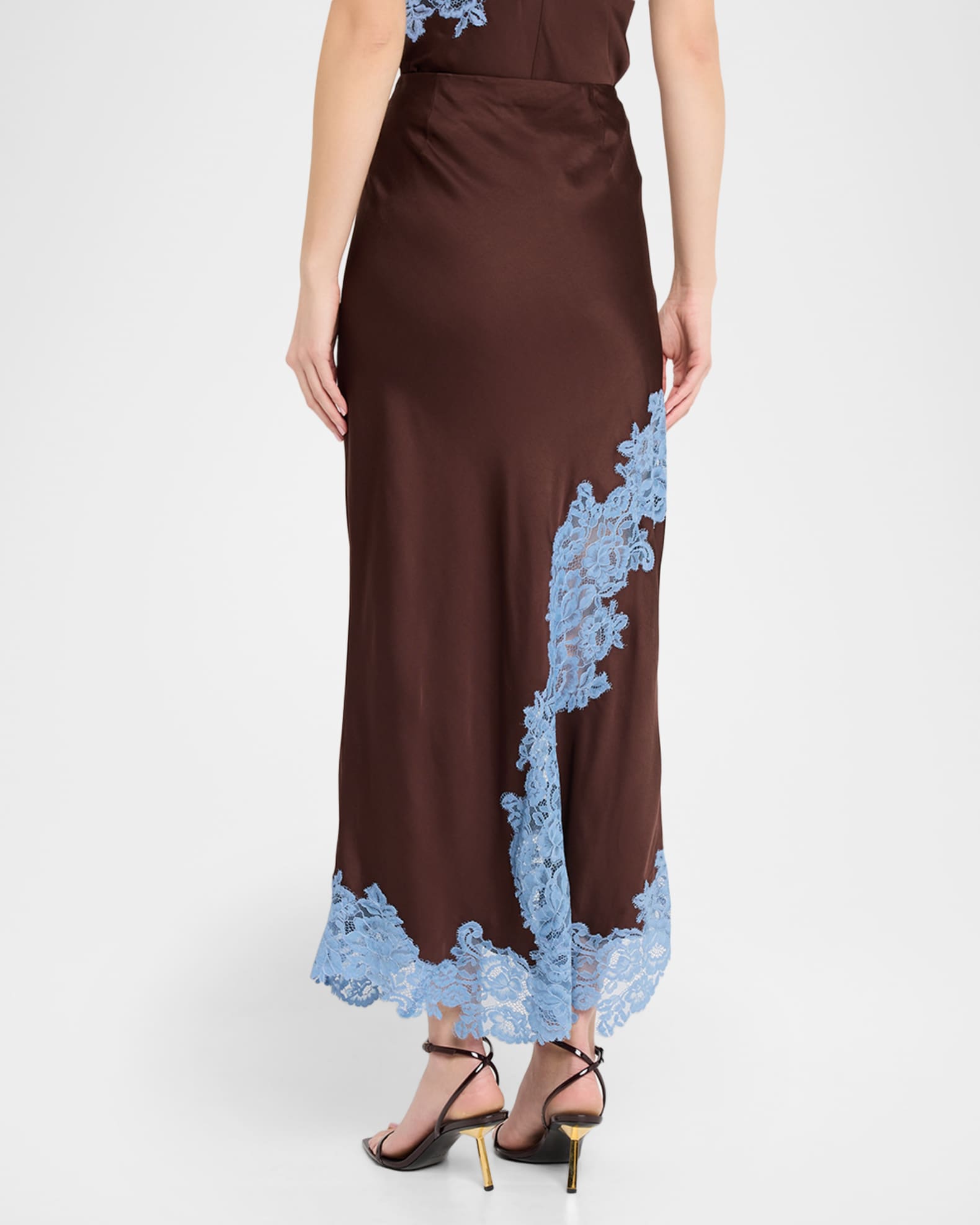 A.L.C. Olivia Crepe and Lace Midi Skirt | Neiman Marcus