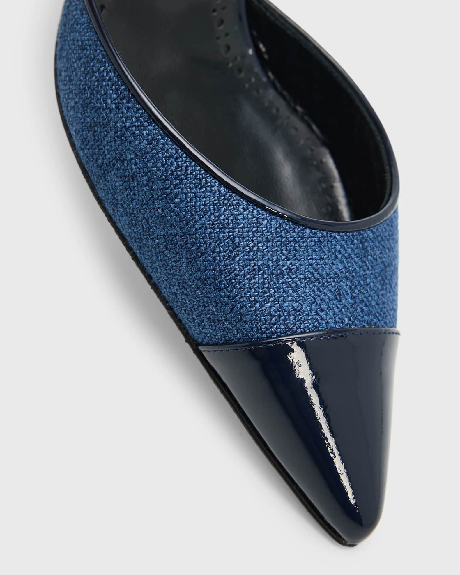 Manolo Blahnik 70mm Capsli Linen Slingback Pumps | Neiman Marcus