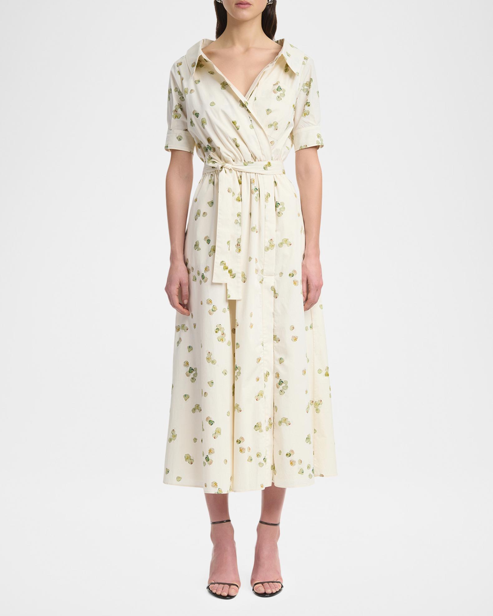 Altuzarra Lydia Floral-Print Waist-Tie Midi Dress | Neiman Marcus