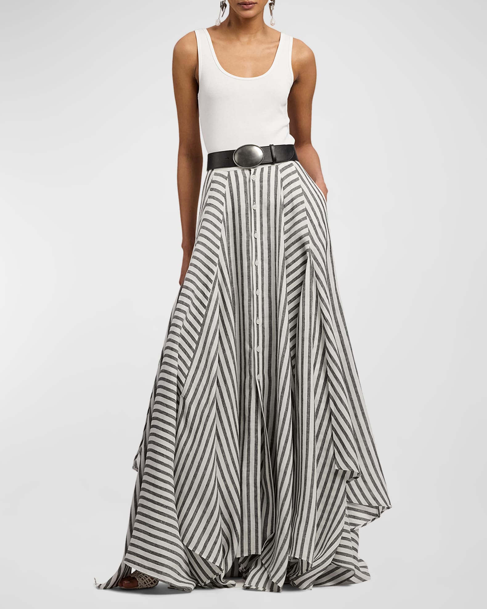 Ralph Lauren Collection Shamus Striped Linen Maxi Skirt | Neiman