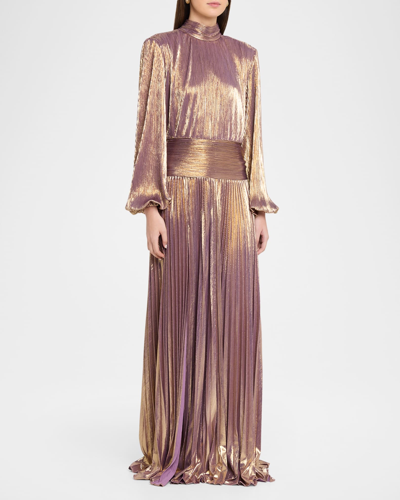 Retrofete Brienne Long-Sleeve Lam Gown | Neiman Marcus