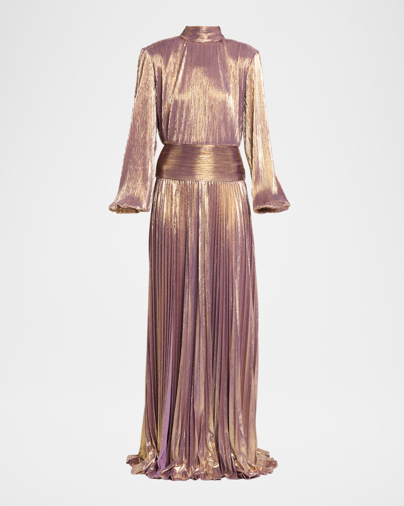 gold or blue dress image Vintage 1980s Gold Lamé Halter Maxi Dress – Shop Stylaphile Vintage main image 1