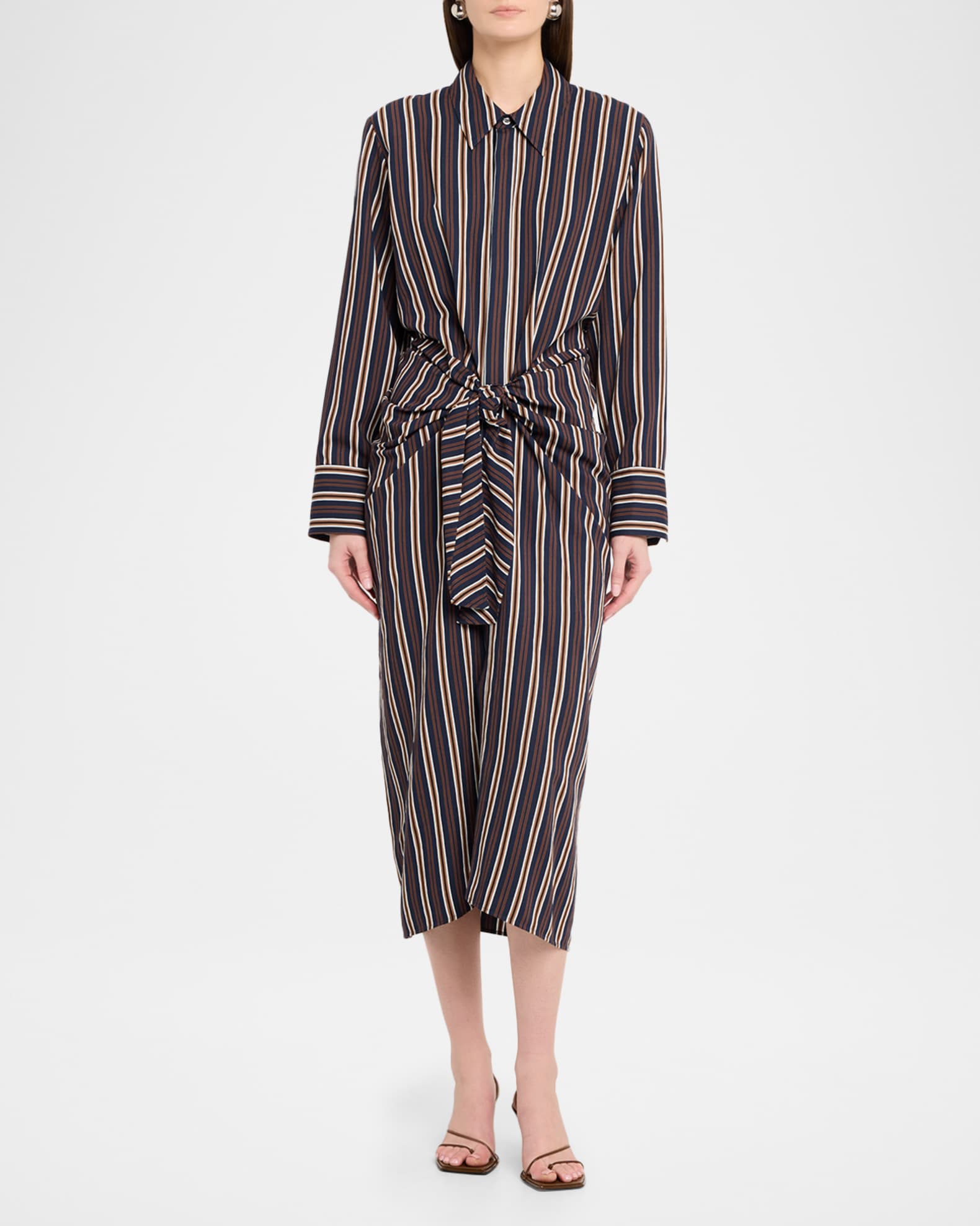 uo mila midi shirt dress A.L.C. Mila Striped Midi Shirtdress in Night Blue/Mint, Size 2