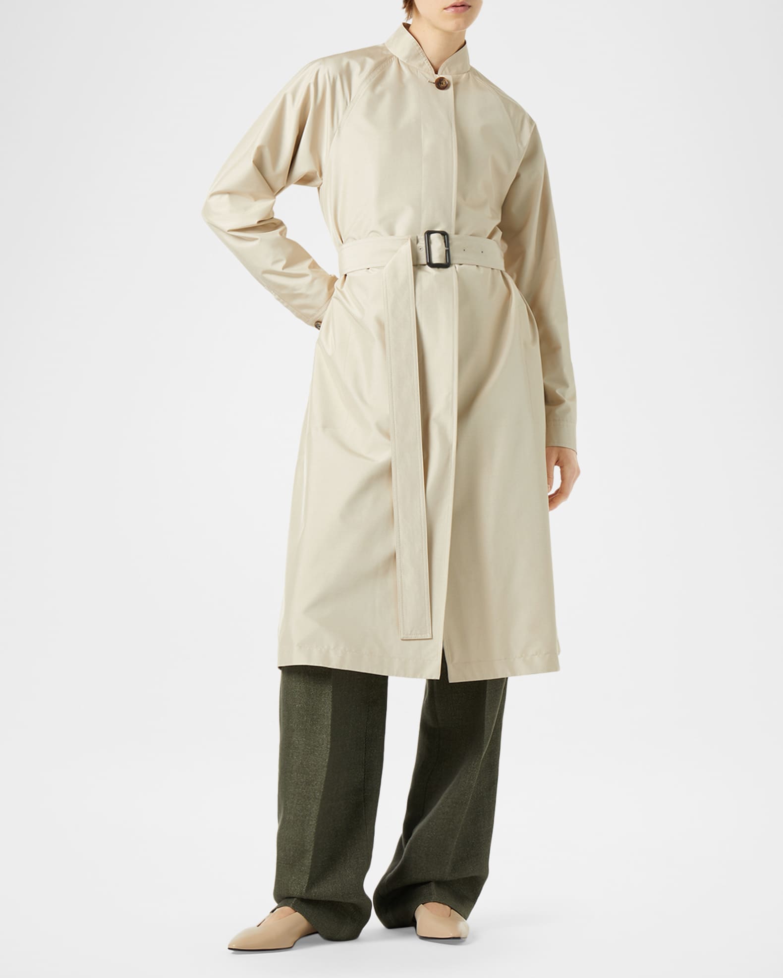 Loro Piana ロロピアーナ カーキヘリンボーン トレンチコート 46/M Loro Piana Leonard Single-Breasted Trench Coat | Neiman Marcus