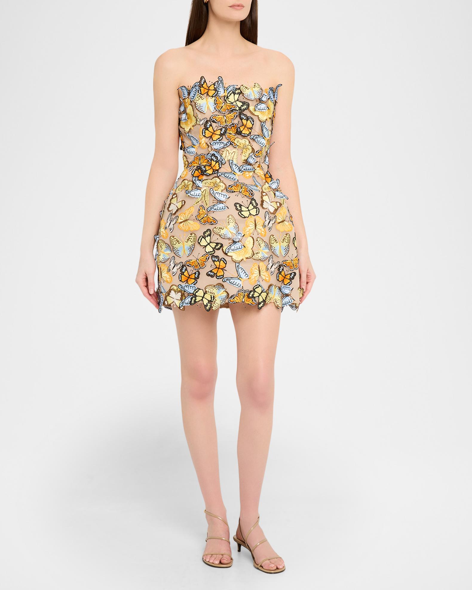 mini skater dress with butterfly embroidery Embellished Cutout Mini Dress with Beaded Butterfly Design 40130
