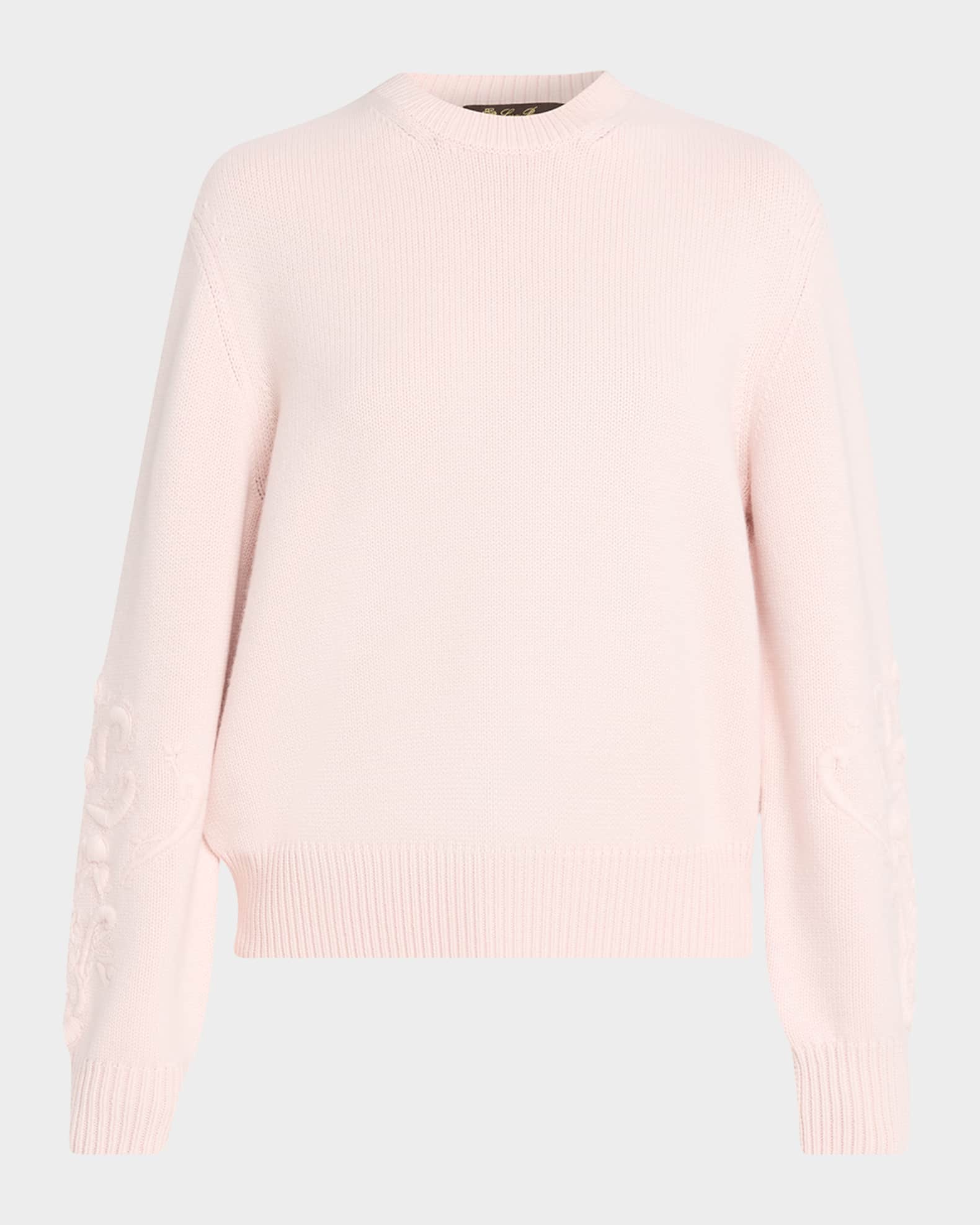 Loro Piana☆BABY CASHMERE☆ Loro Piana Embroidered Baby Cashmere Crewneck Sweater | Neiman Marcus