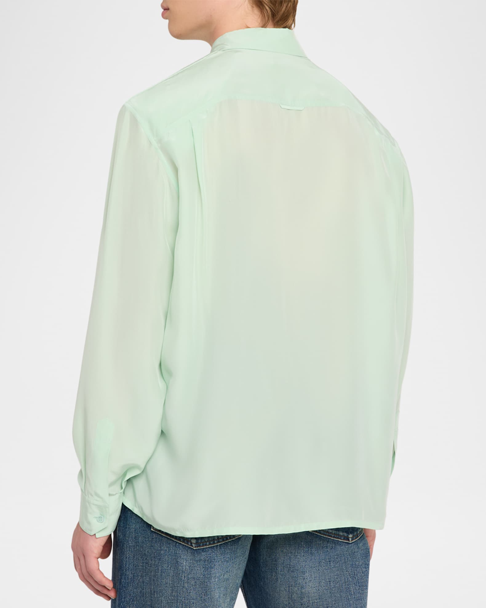 Saint Laurent Men's Viscose and Silk Double-Pocket Button-Down