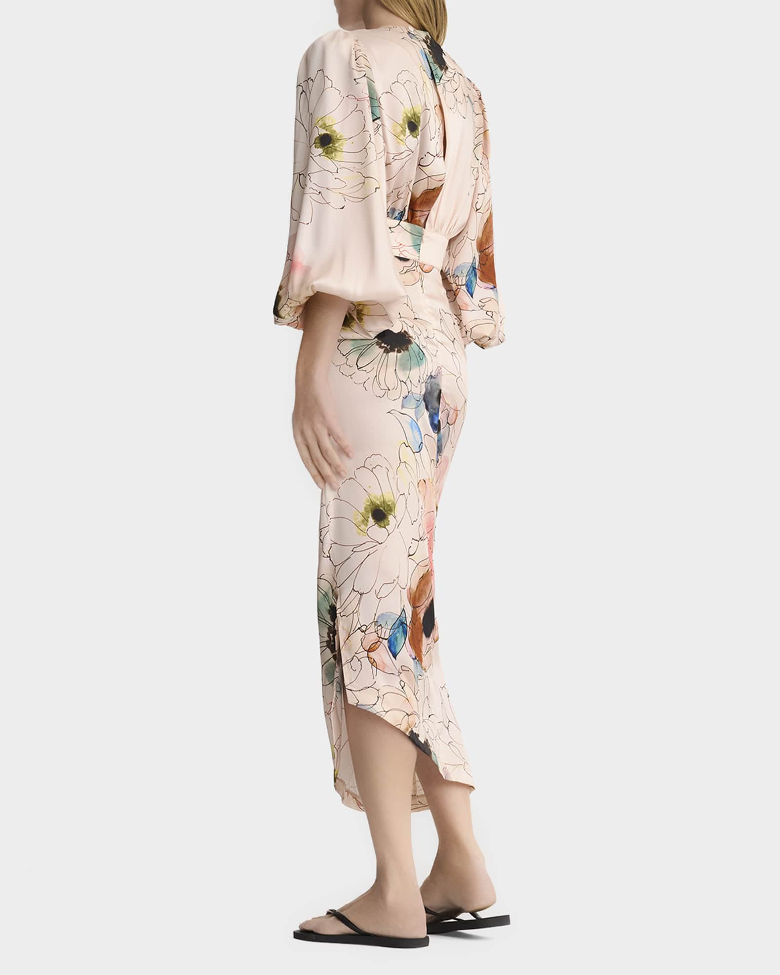 asymmetrical formal dresses australia Loreza Halter Asymmetrical Midi Dress | Cream Floral | Womens