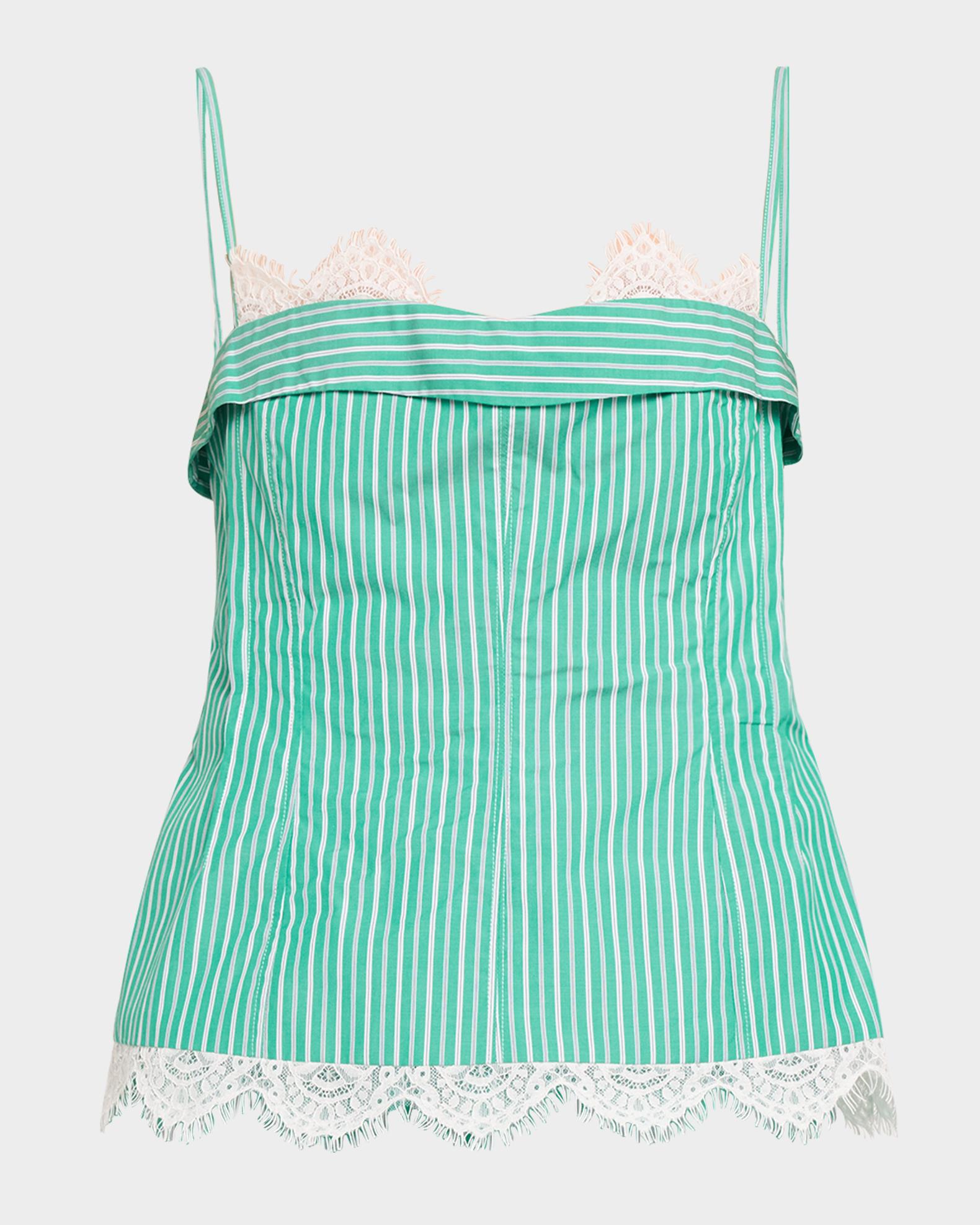 SIMKHAI Poplin Lace-Trim Bustier Top | Neiman Marcus
