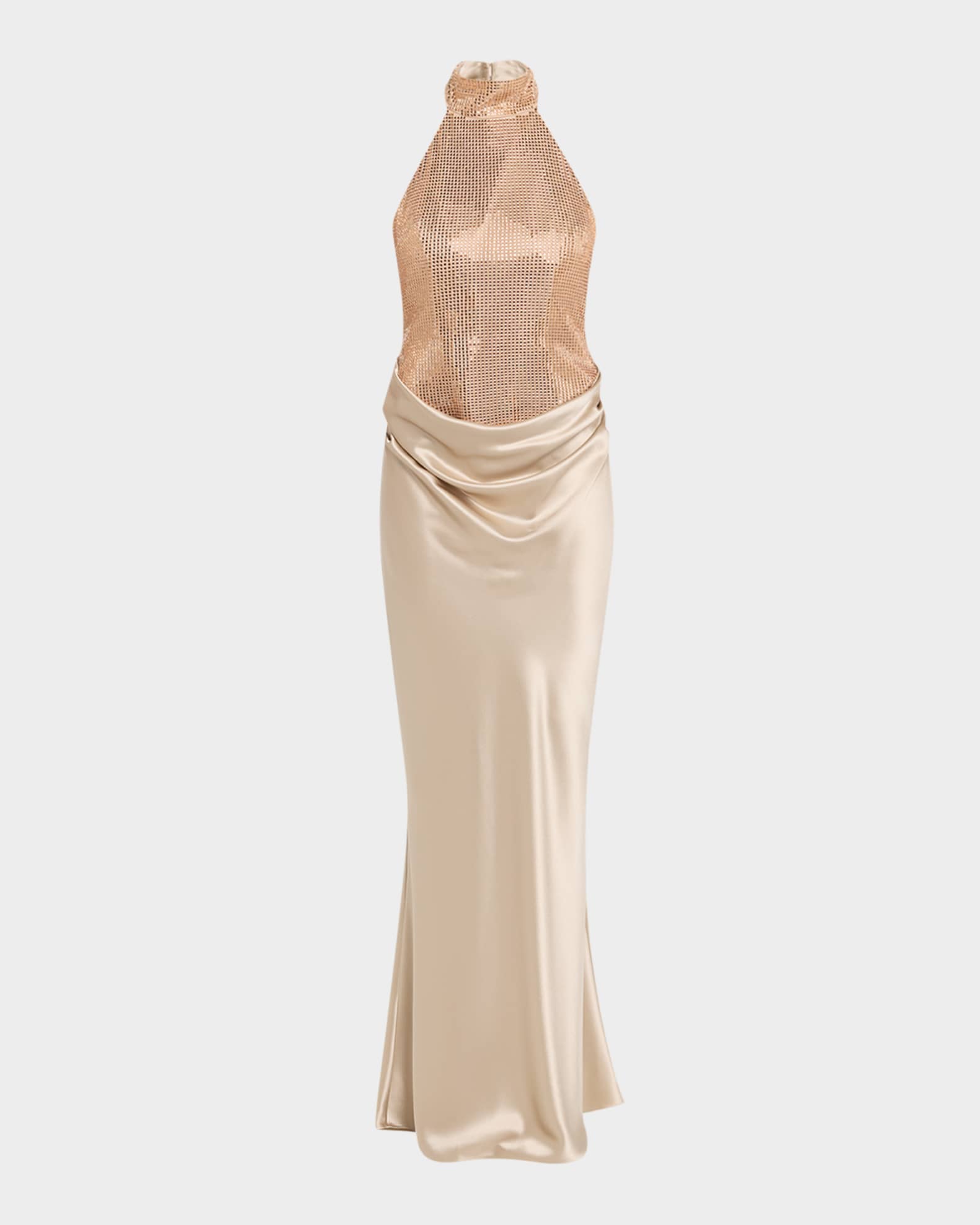 Retrofete Vanya Sequined Satin Halter Gown | Neiman Marcus