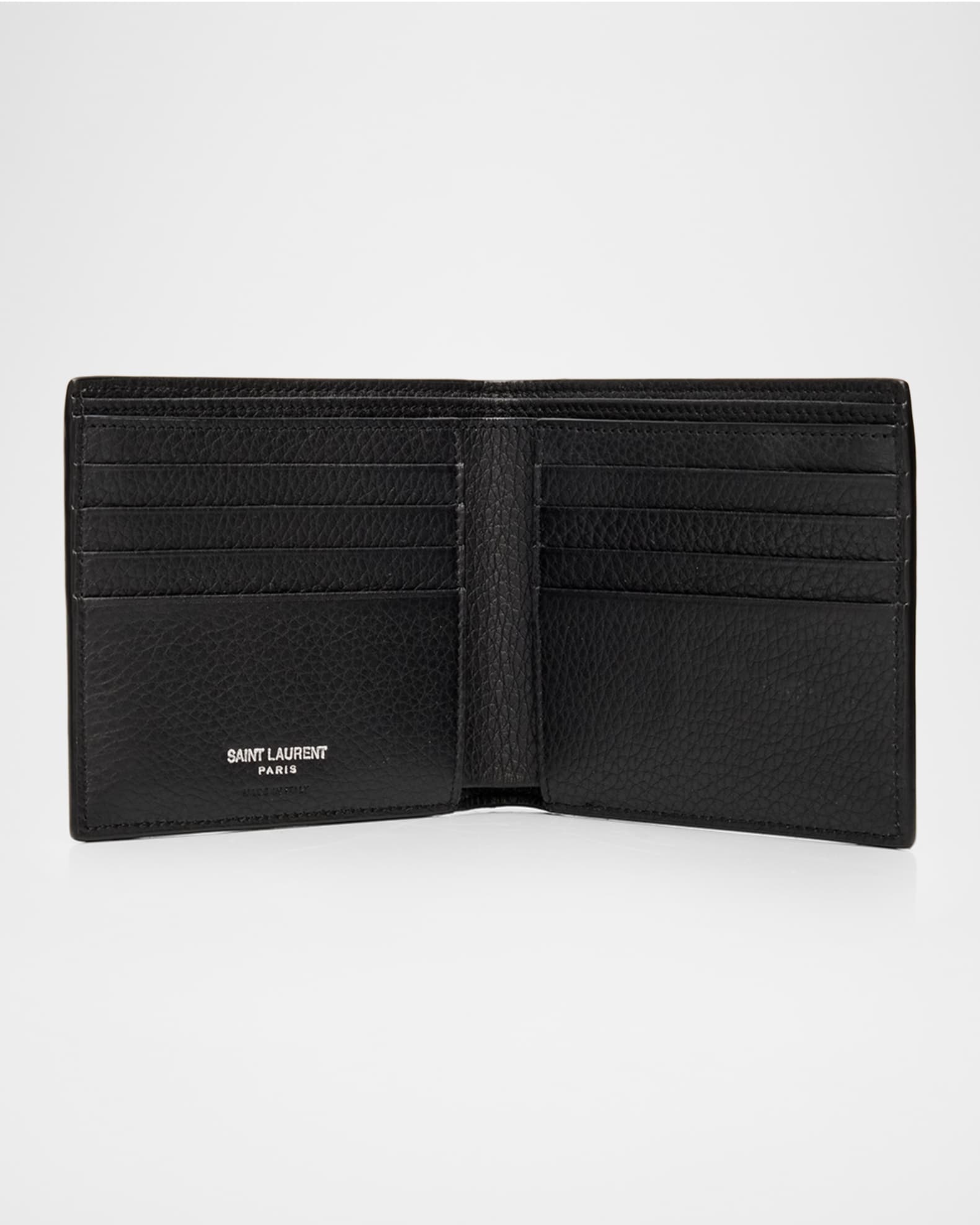 Saint Laurent Men's YSL Grained Leather Bifold Wallet | Neiman Marcus