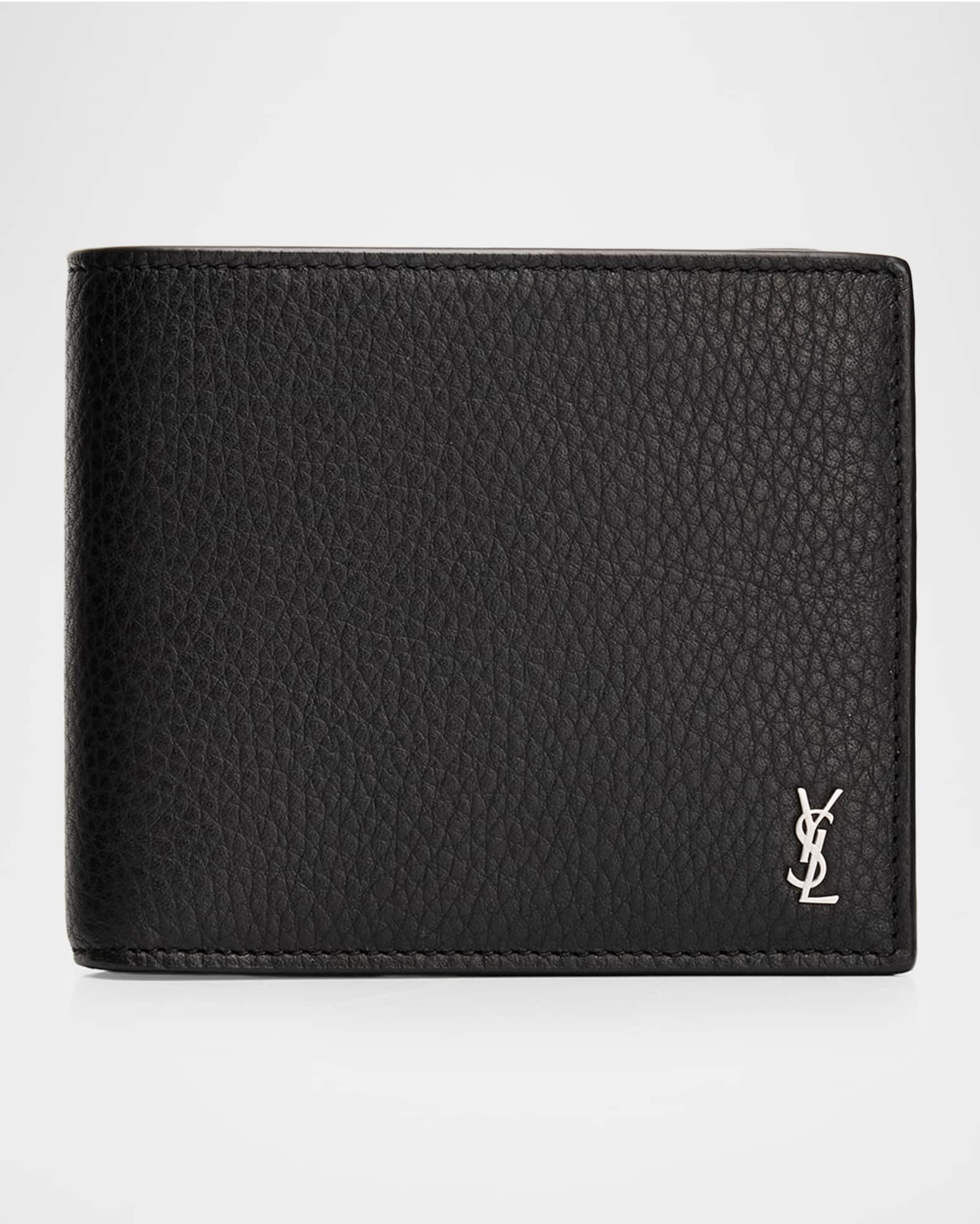 Saint Laurent Men's YSL Grained Leather Bifold Wallet | Neiman Marcus
