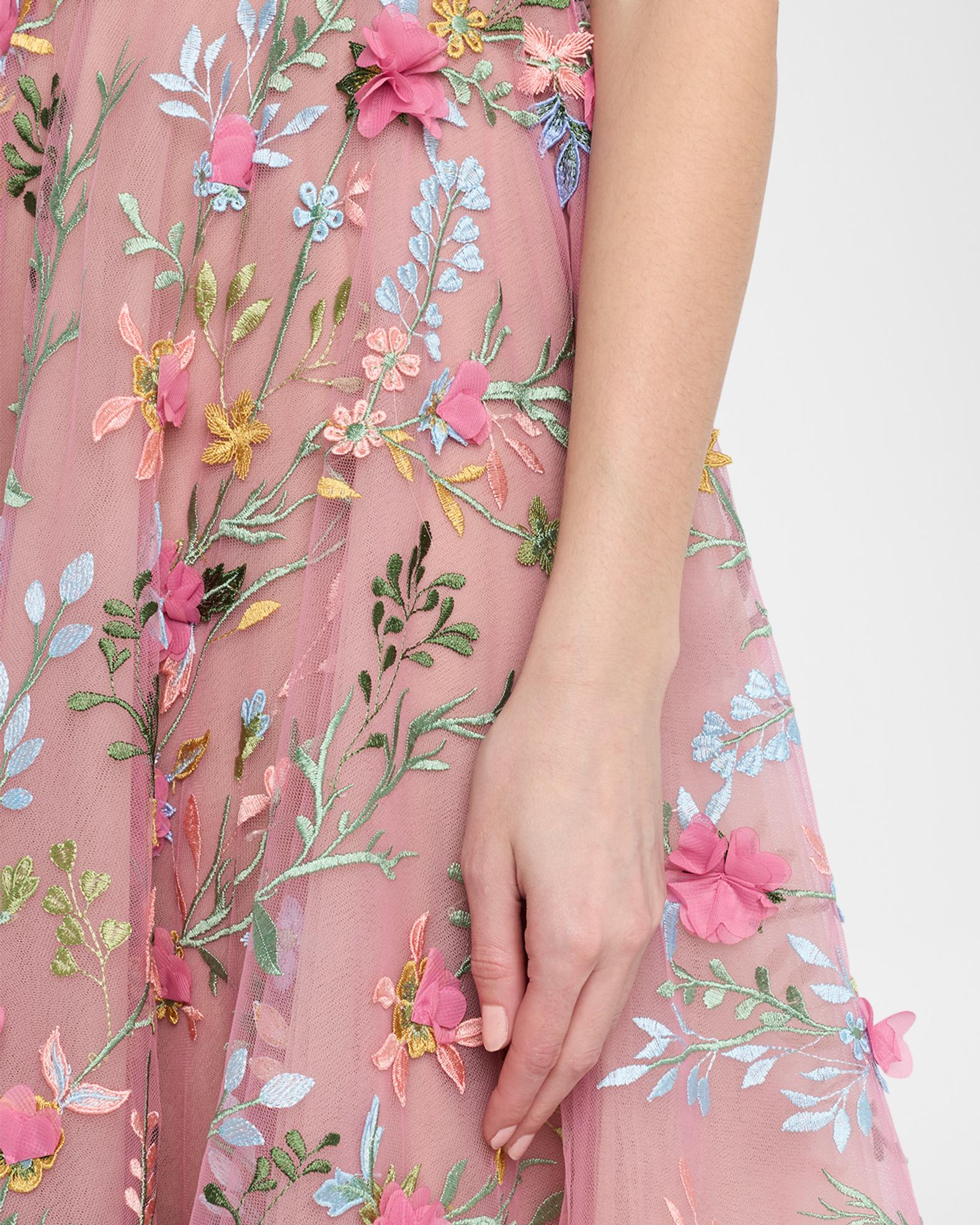 saba embroidered tulle midi dress Bronx And Banco Saba Lace Tulle Midi Dress