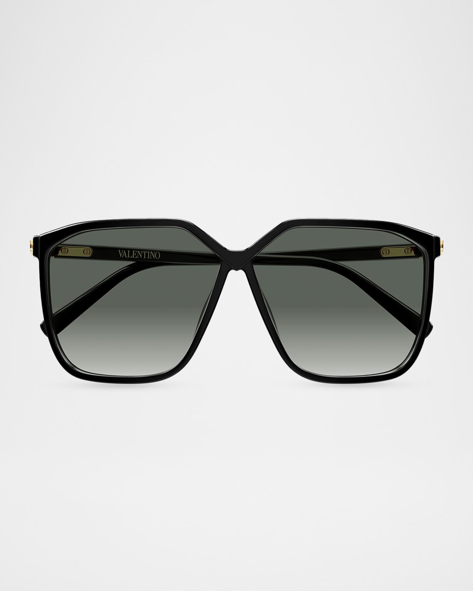 Valentino Black Frame Sunglasses with Embellished Trim Valentino Vain Bold VG0002S 001 Sunglasses - US main image 2