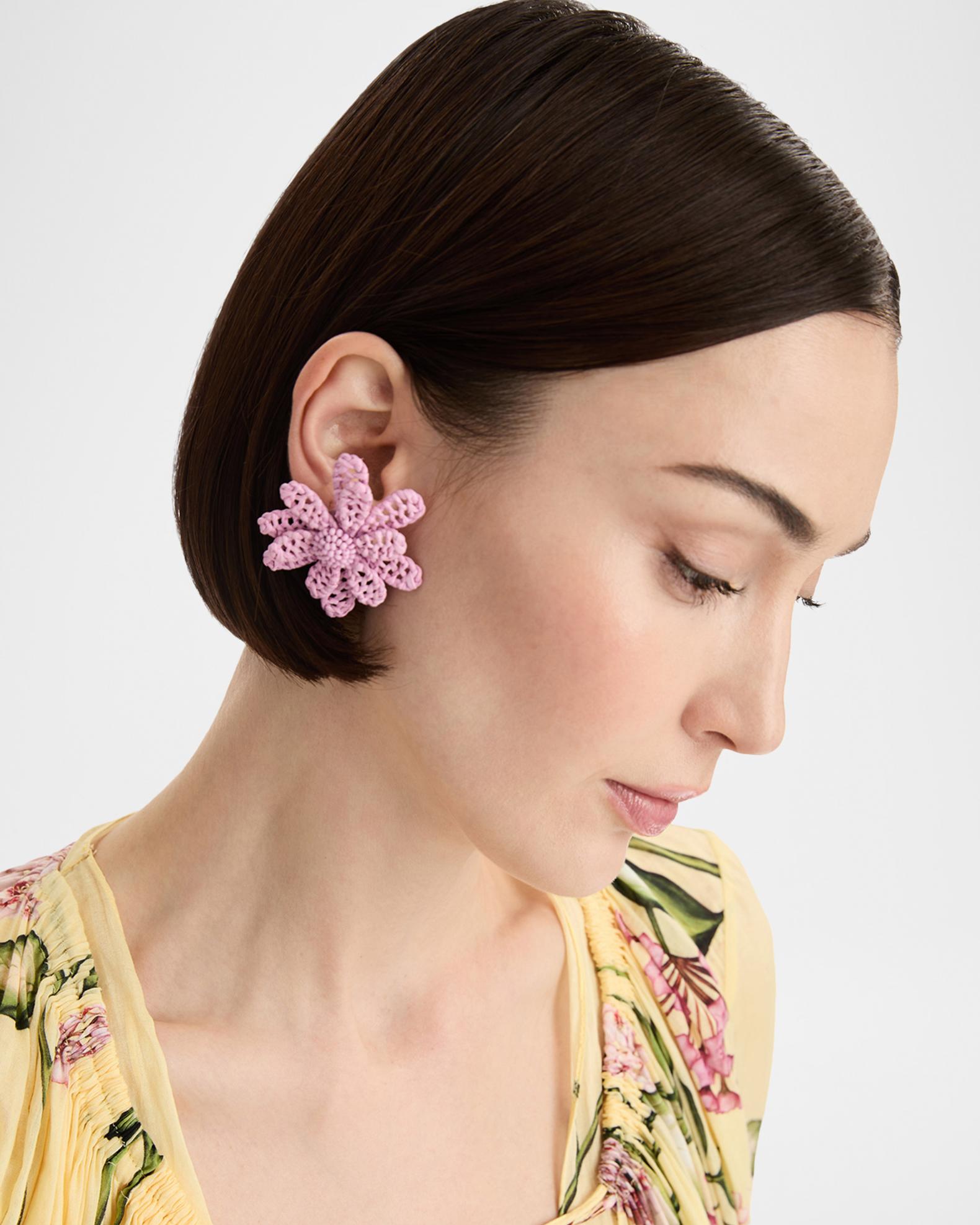 トップス Badway Flower studs border henry Oscar de la Renta Large Woven Raffia Flower Earrings | Neiman Marcus