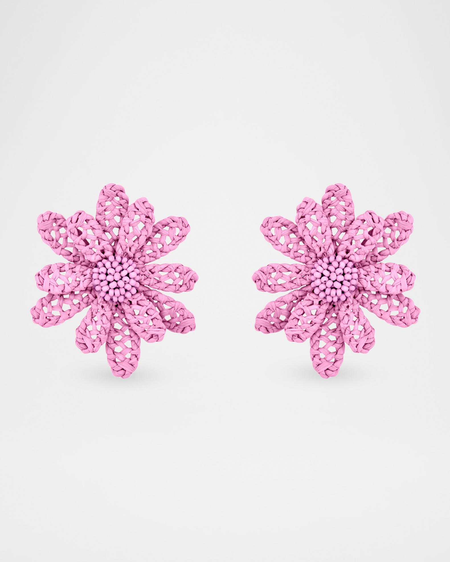 トップス Badway Flower studs border henry Oscar de la Renta Large Woven Raffia Flower Earrings | Neiman Marcus