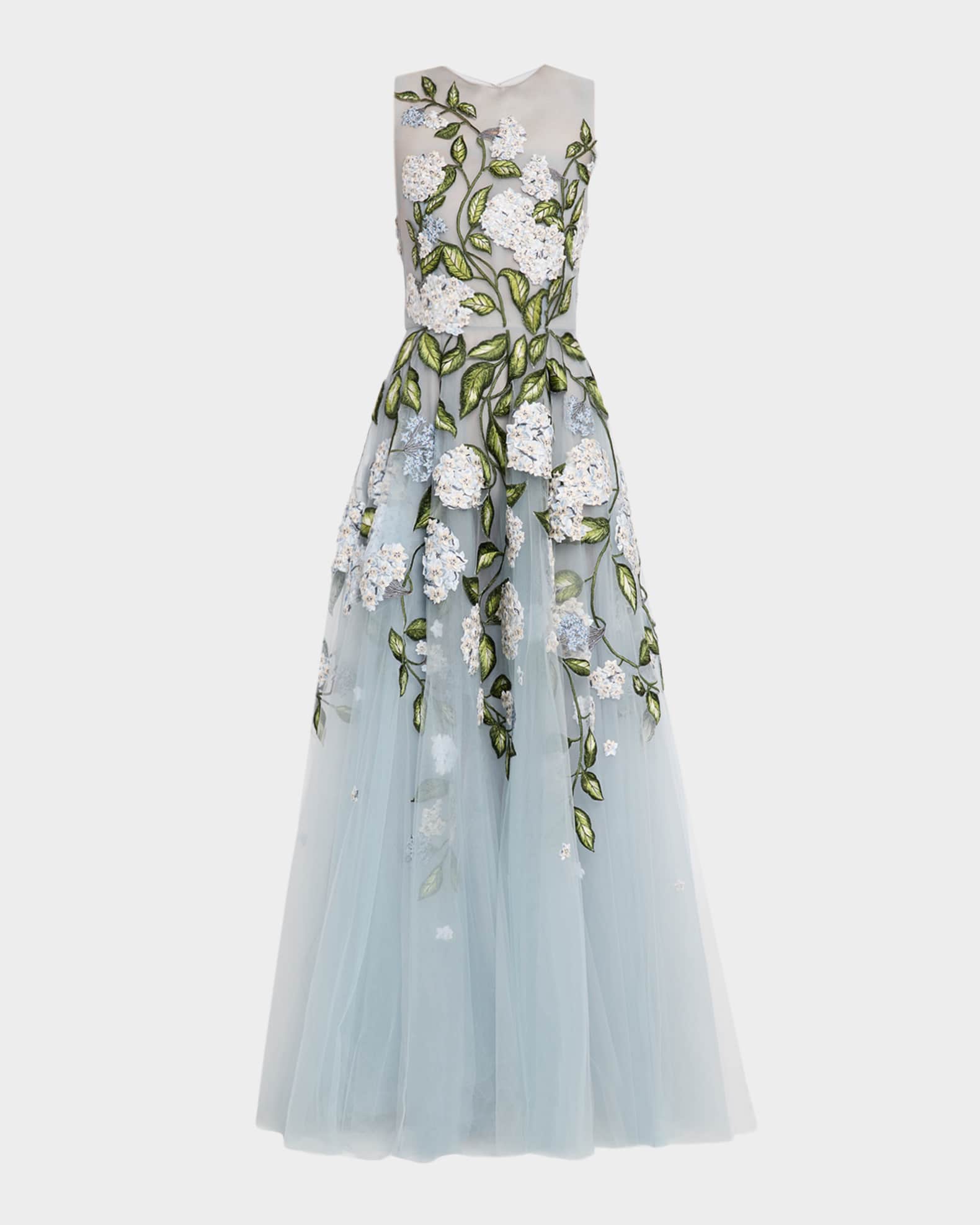 flower embroidered tulle dress Floral Embroidered Tulle Wedding Dress with Pastel Blossoms Custom Color / Floor Length / US18 main image 1
