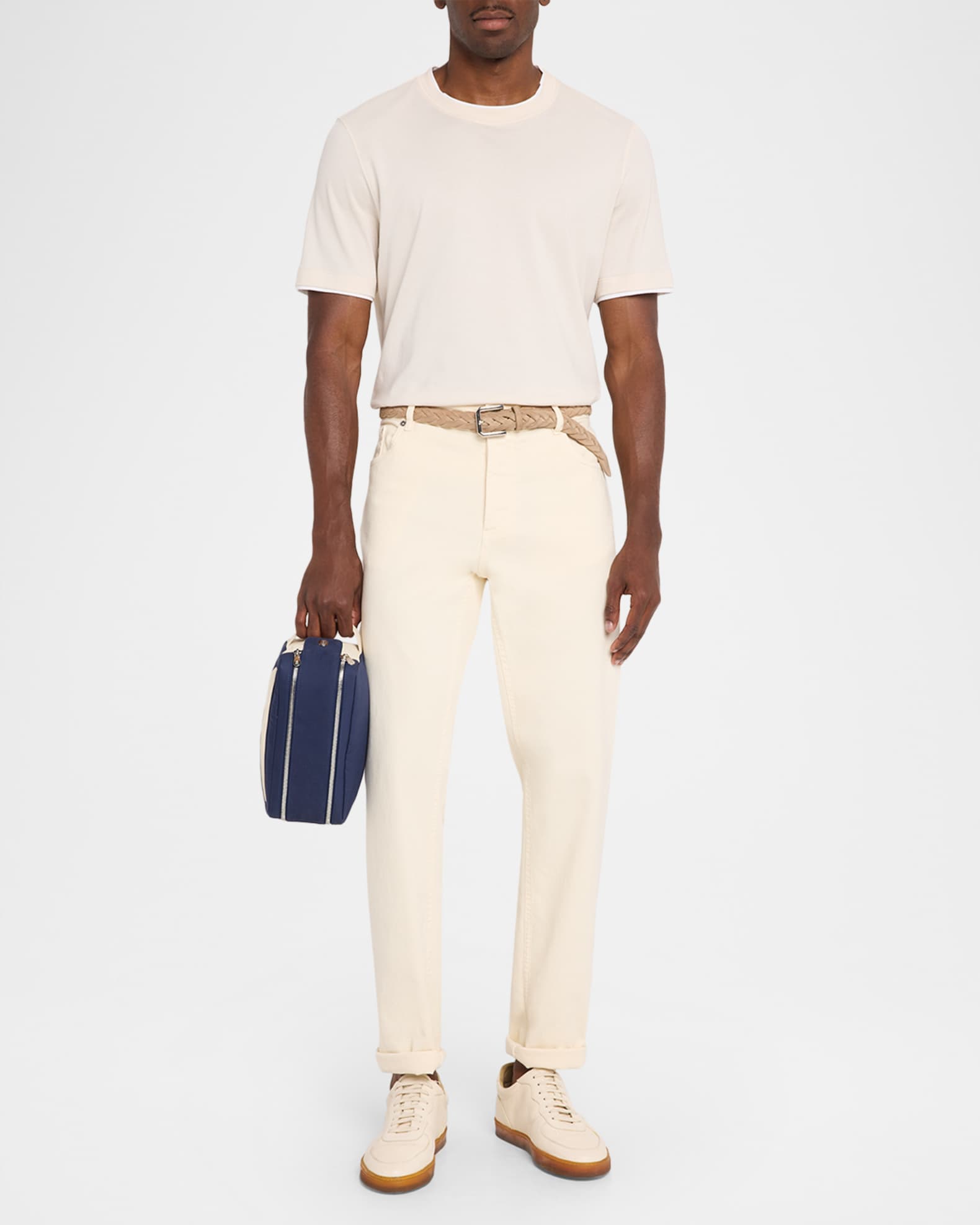 Brunello Cucinelli Men's Leather Double-Zip Toiletry Bag | Neiman