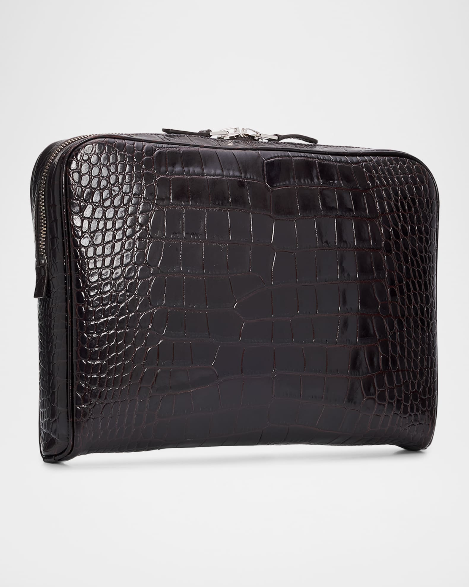 TOM FORD ブラック ケース TOM FORD Men's Croc-Effect Zip Pouch | Neiman Marcus