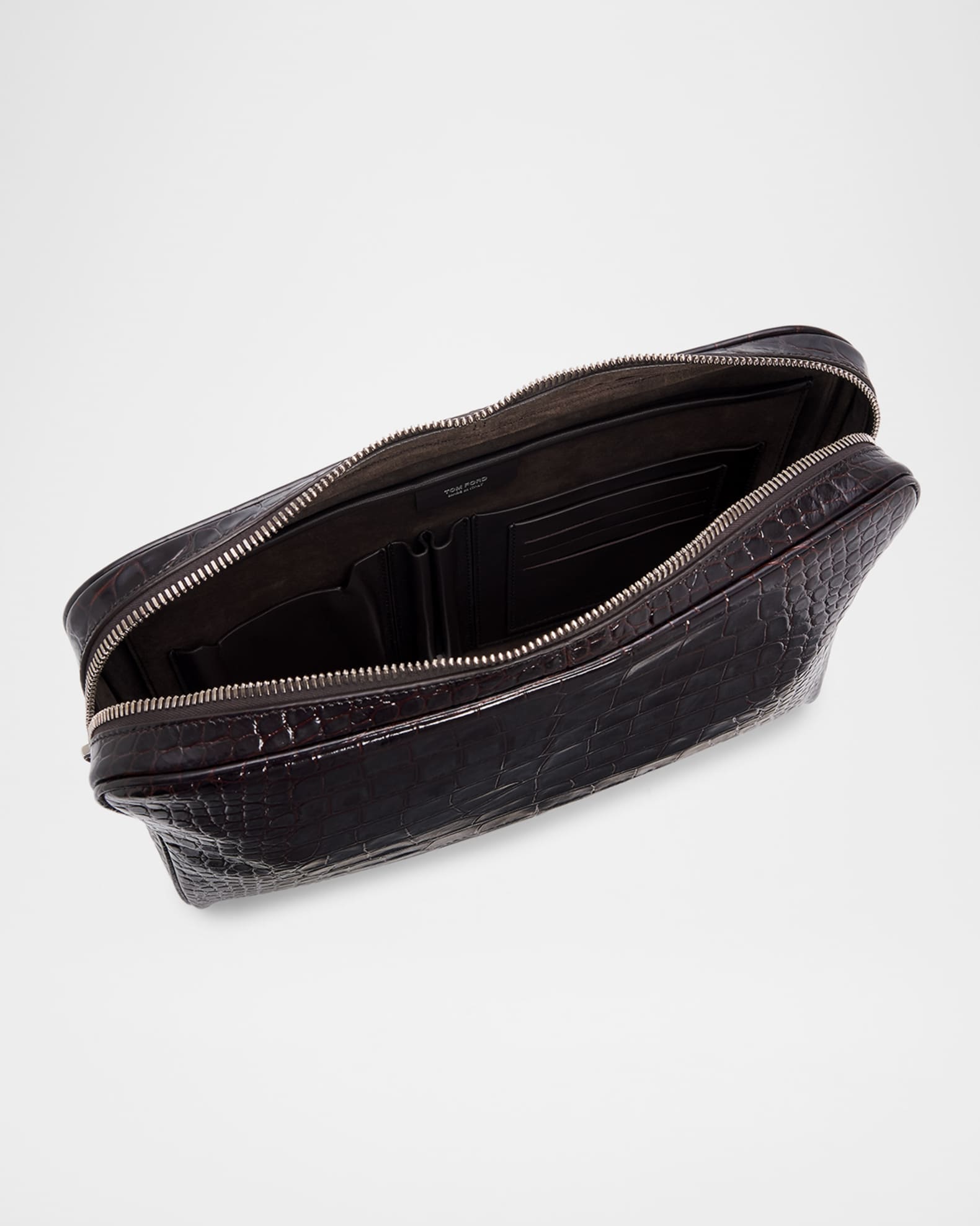 TOM FORD ブラック ケース TOM FORD Men's Croc-Effect Zip Pouch | Neiman Marcus