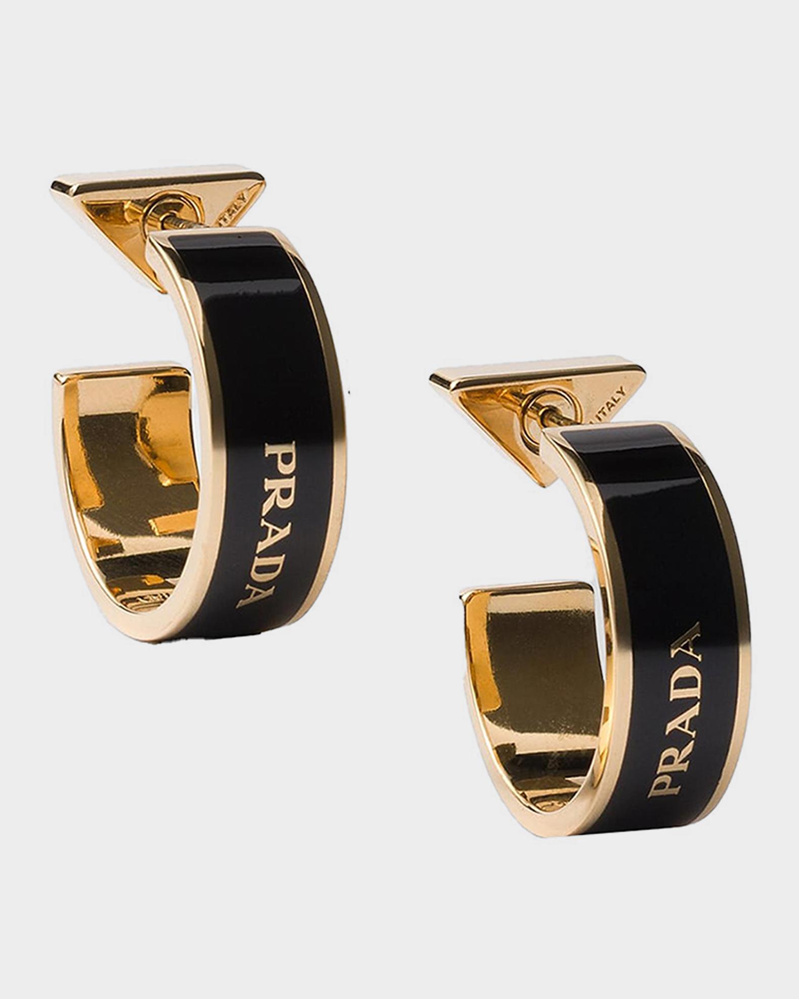 Prada Enameled Metal Hoop Earrings | Neiman Marcus