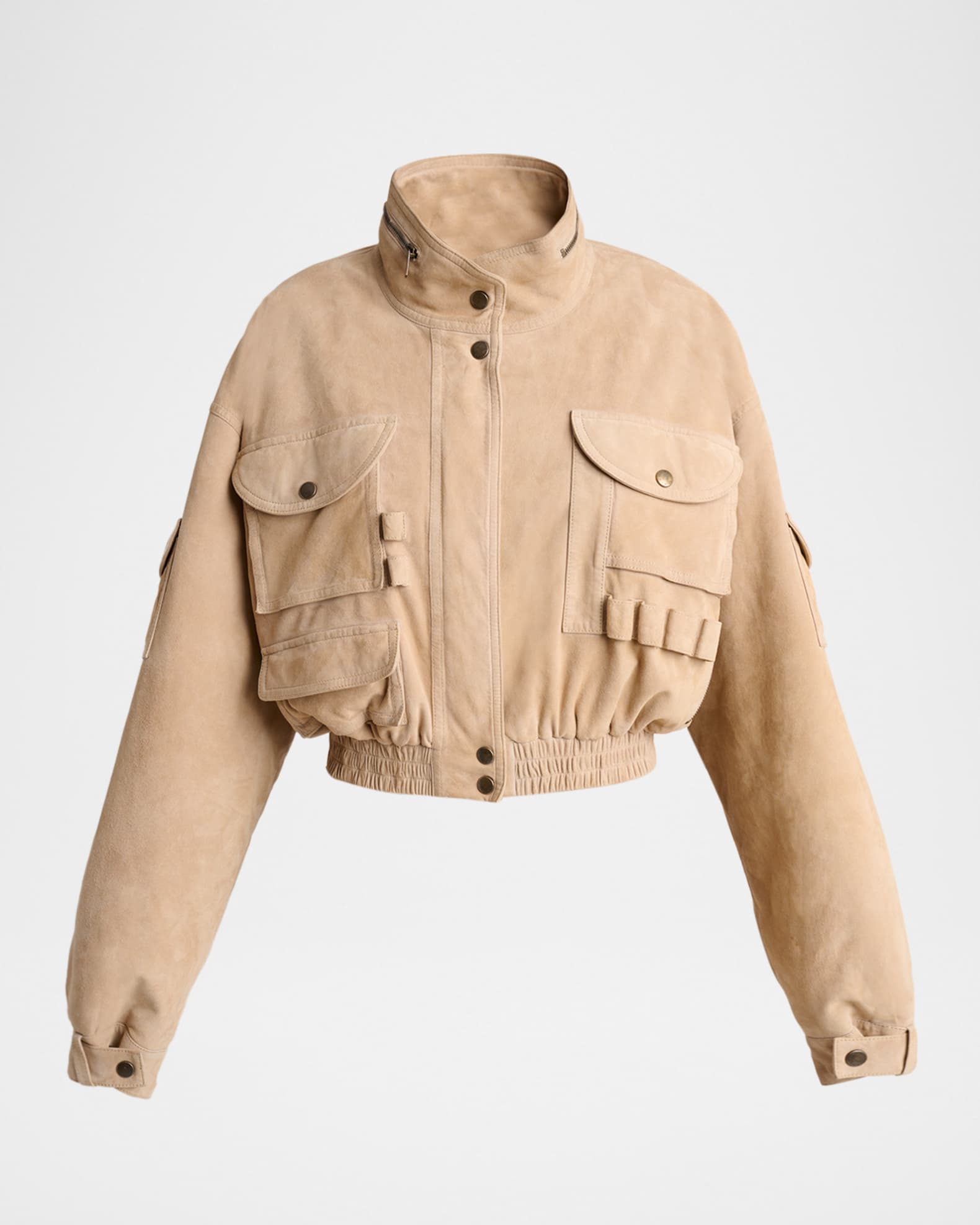 Balmain Suede Multi-Pocket Utility Jacket | Neiman Marcus