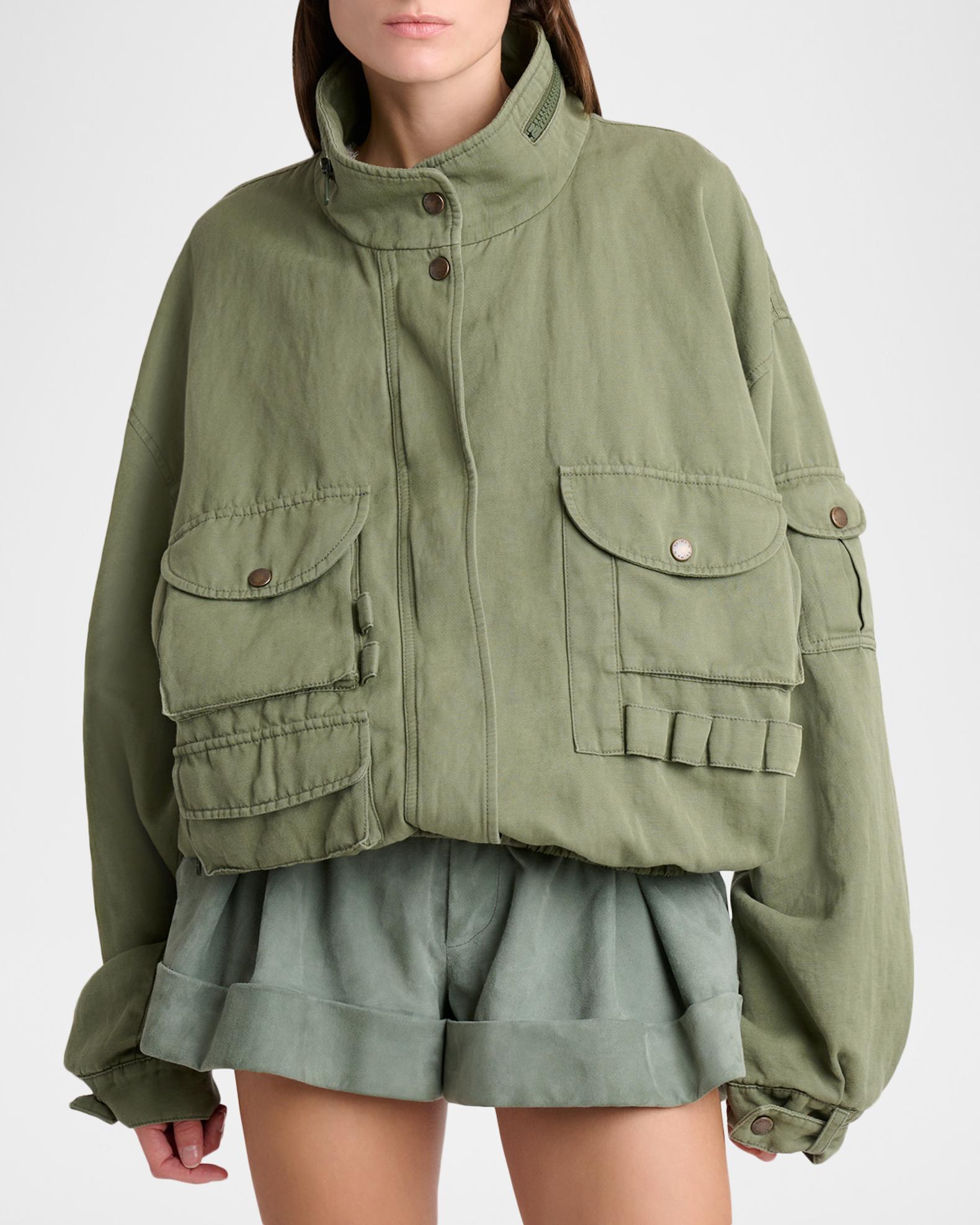 Balmain Cotton Twill Oversized Bomber Jacket | Neiman Marcus