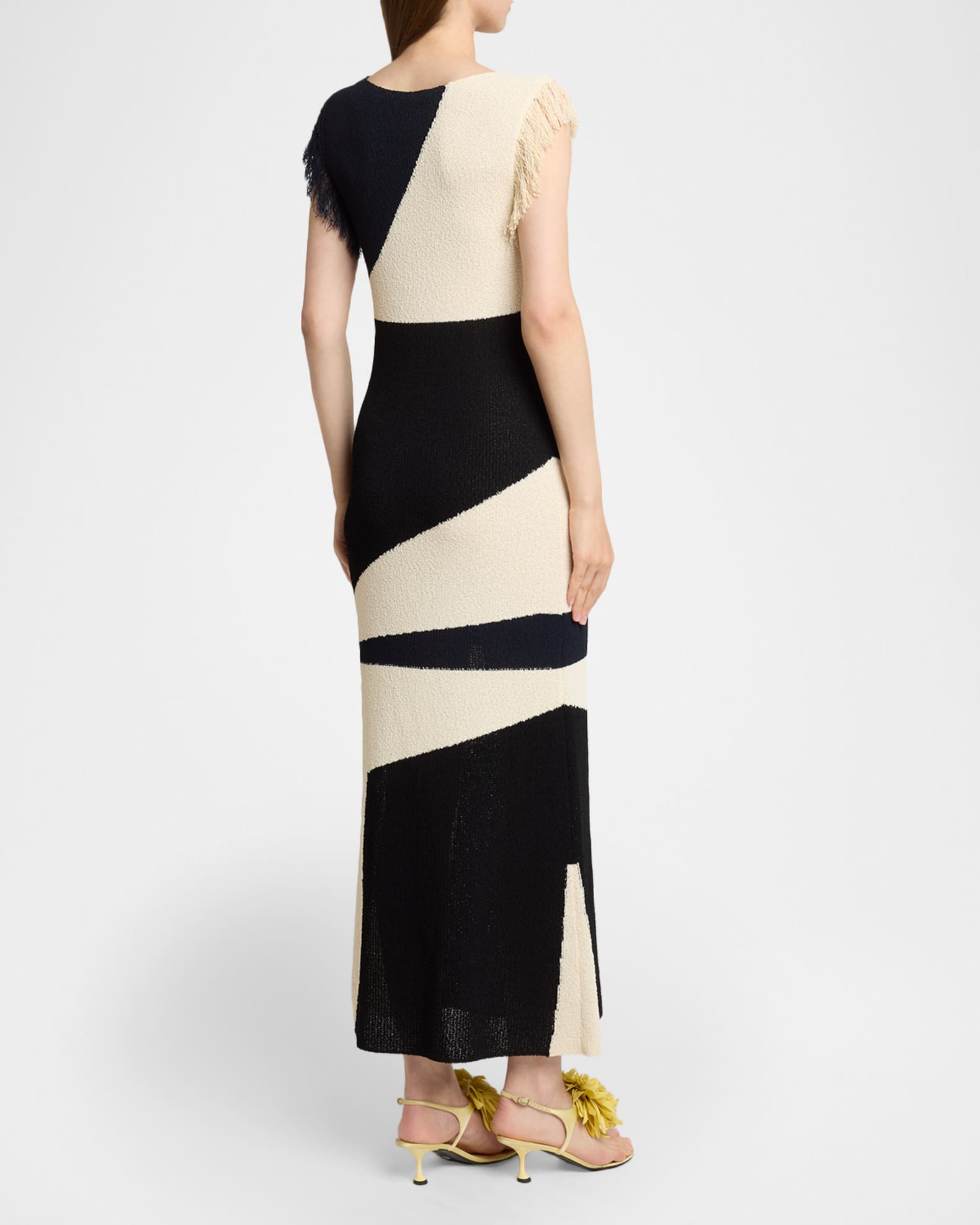 Proenza Schouler Saskia Intarsia Knit Fringe Trim Dress | Neiman