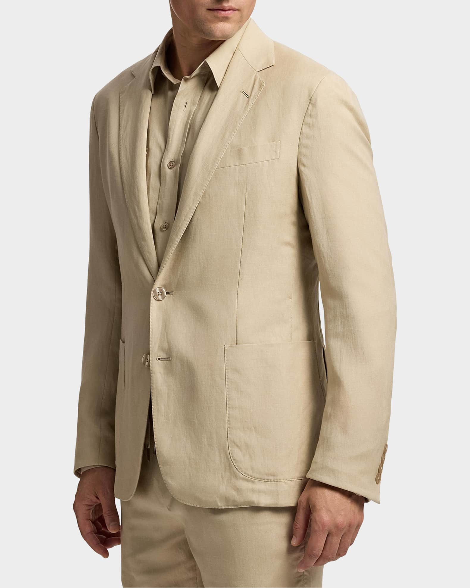 Ralph Lauren Purple Label Hadley Hand-Tailored Silk-Linen Jacket