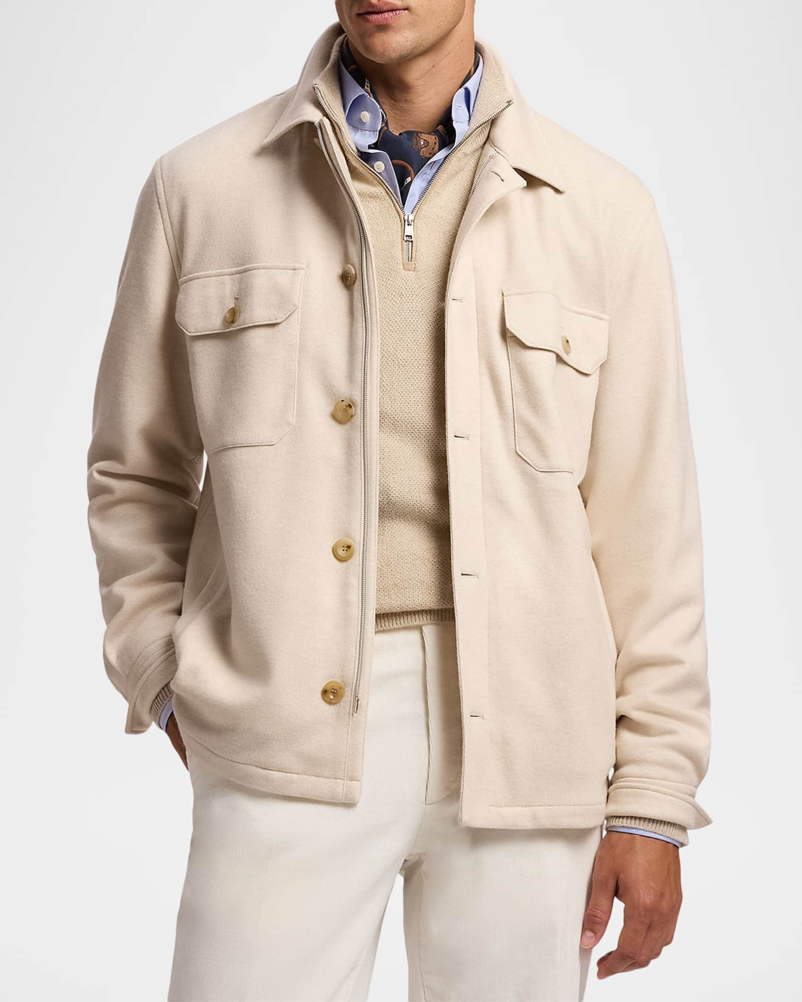 Ralph Lauren Purple Label Men's Double-Face Cashmere Blend Shirt