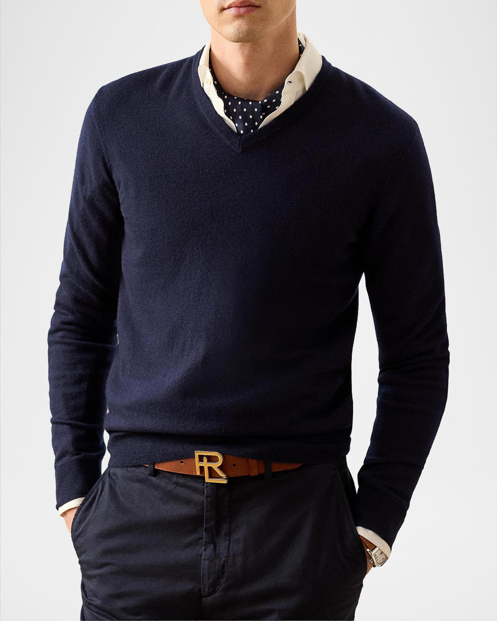 Ralph Lauren Purple Label Men's Cashmere V-Neck Sweater | Neiman
