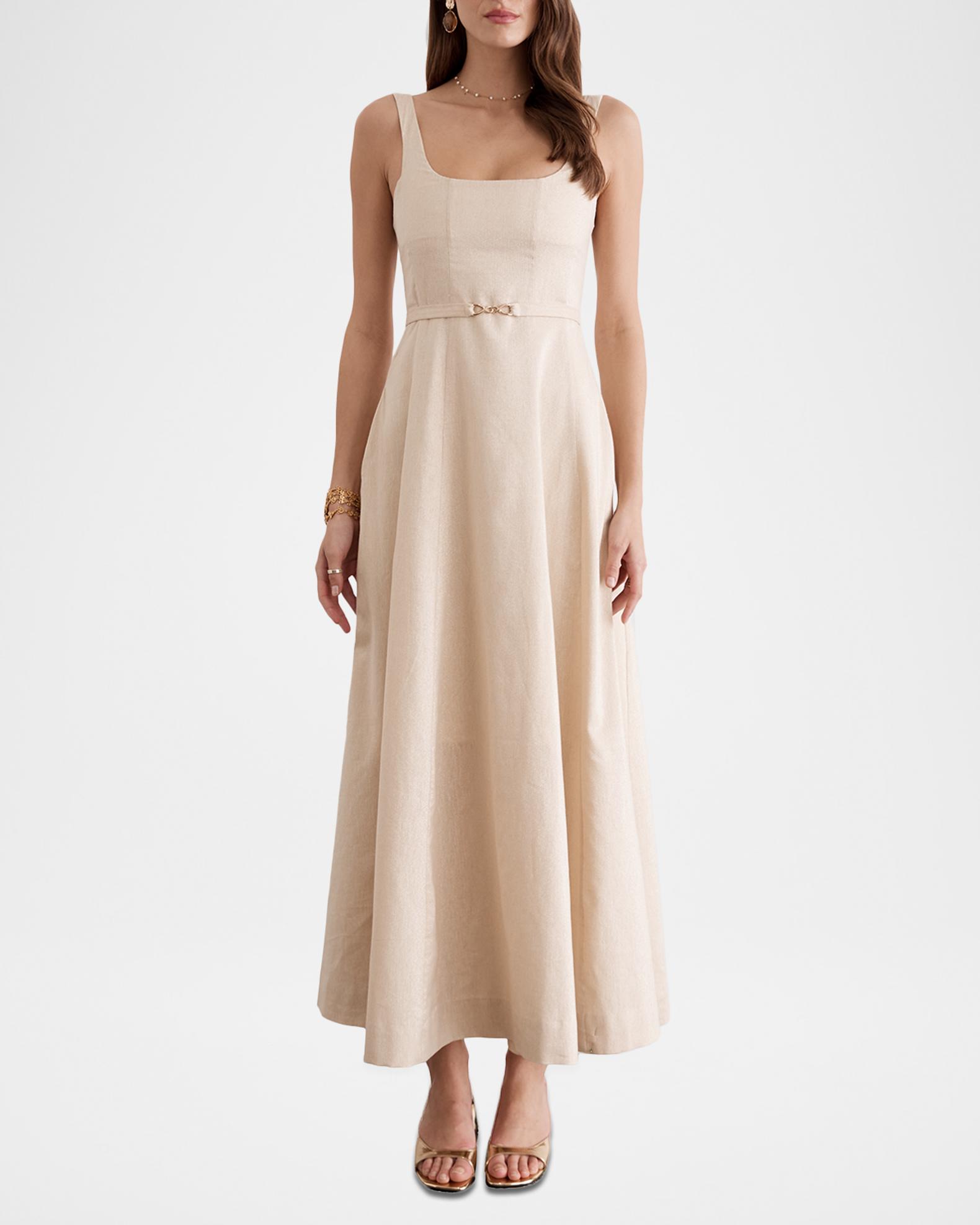 aqua blu claudette dress Aqua Blu Claudette Sleeveless Square-Neck Floral Maxi Dress